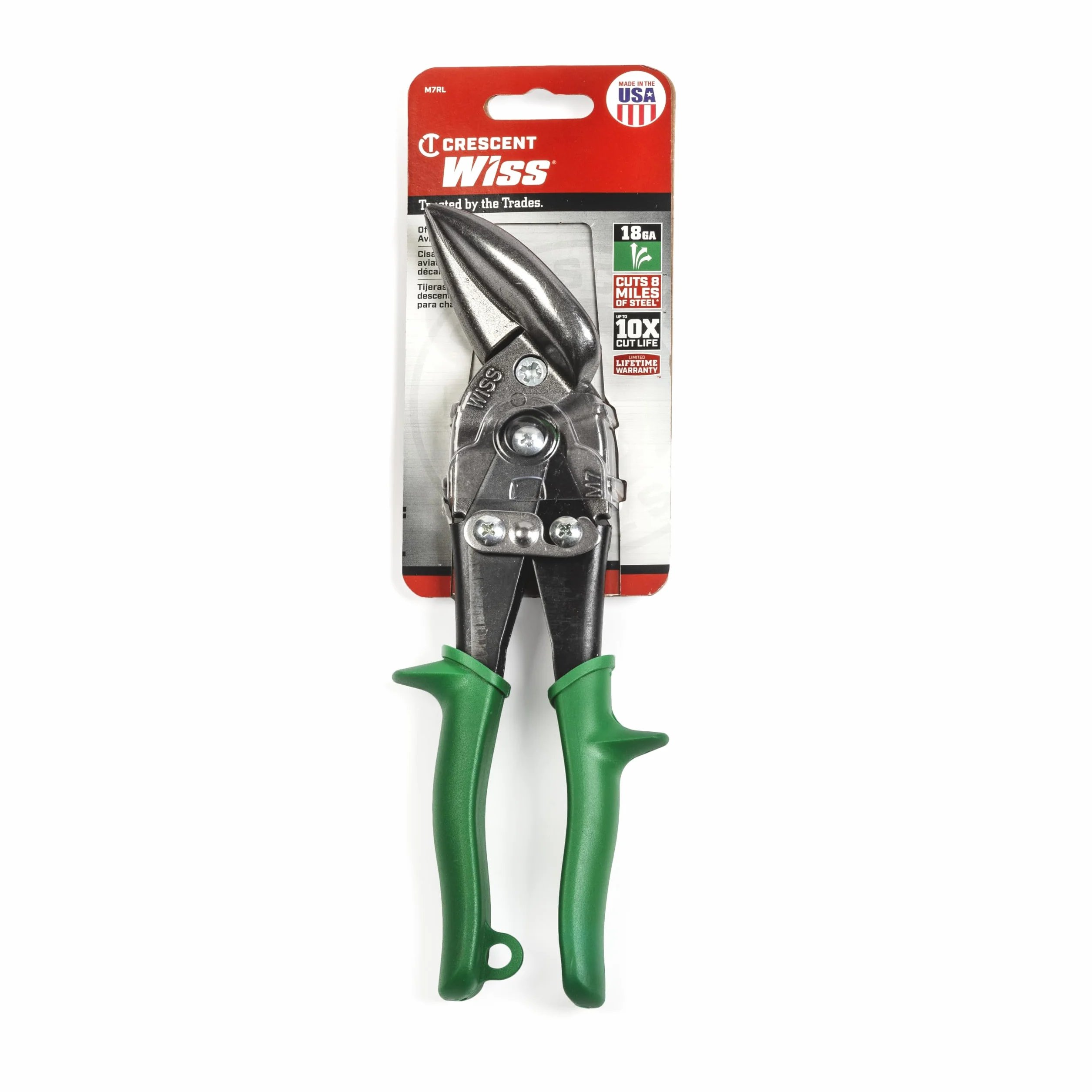 Wiss M7R 235mm 9-1/4-Inch MetalMaster Cesoia sfalsata con impugnature ergonomiche antiscivolo Verde