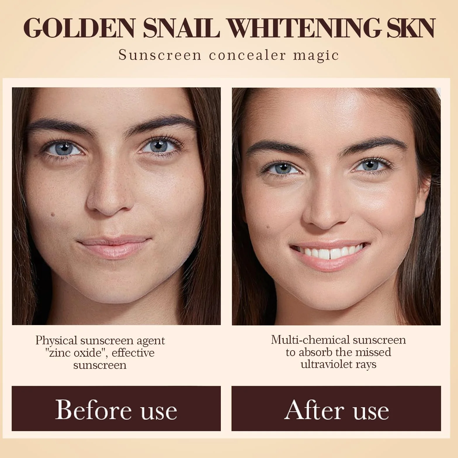 BB Cream SPF 50 con Bava di Lumaca 01# Naturale, CC Cream Coprente e Idratante, Crema Colorata Viso Anti-Lucidità, Fondotinta Compatto con Protezione Solare Viso 50, 40g
