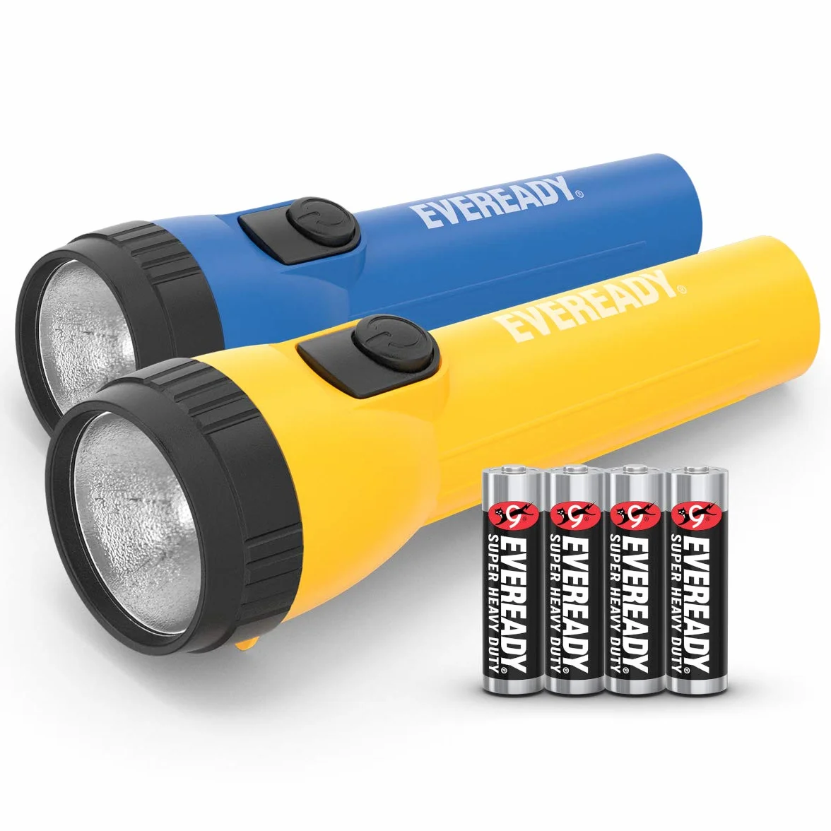 Energizer Eveready Torcia LED Confezione 2 Super Luminosa Flashlight Resistente Acqua Campeggio Outdoor Emergenza 4 Batterie AA