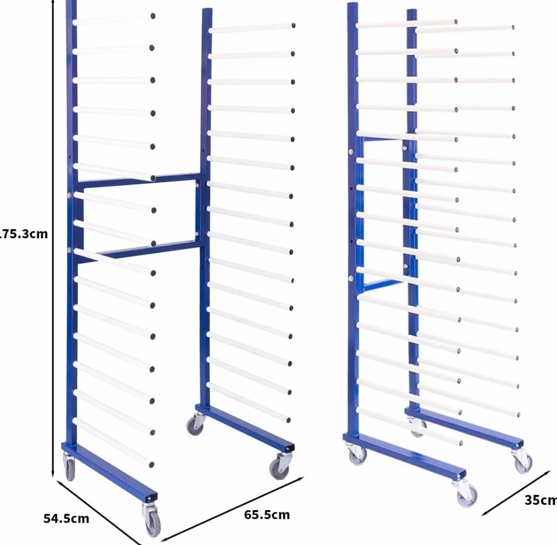 Rastrelliera Verniciatura Carrello per Essiccatura Vernici 15 Supporti 300 kg 15 strati 20 kg per strato Larghezza regolabile 35-65 cm