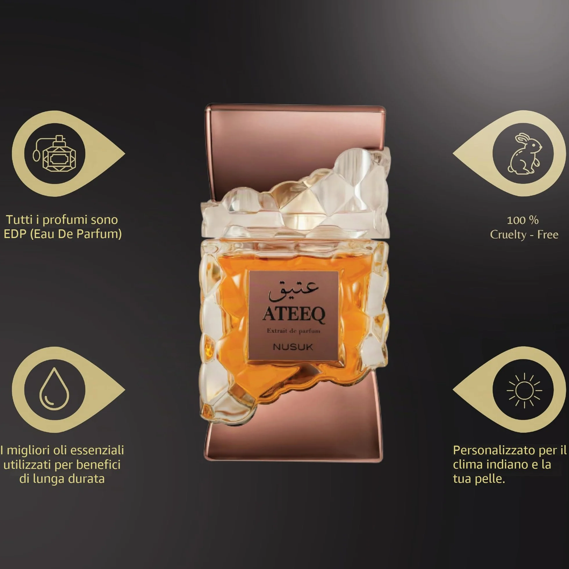 Profumo Nusuk Ateeq da uomo - 100 ml | Estratto di profumo a lunga durata | Note di agrumi, spezie e legnose | Fragranza di lusso maschile audace