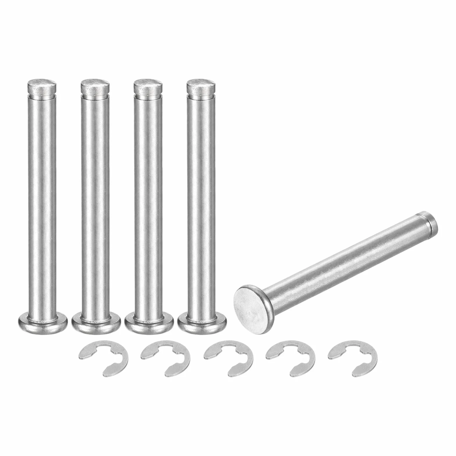 QUARKZMAN 5Set M6x50mm Perno Posizionamento Cilindrico Elastico Acciaio Inossidabile 304, Testa Piatta con Ring Fissaggio