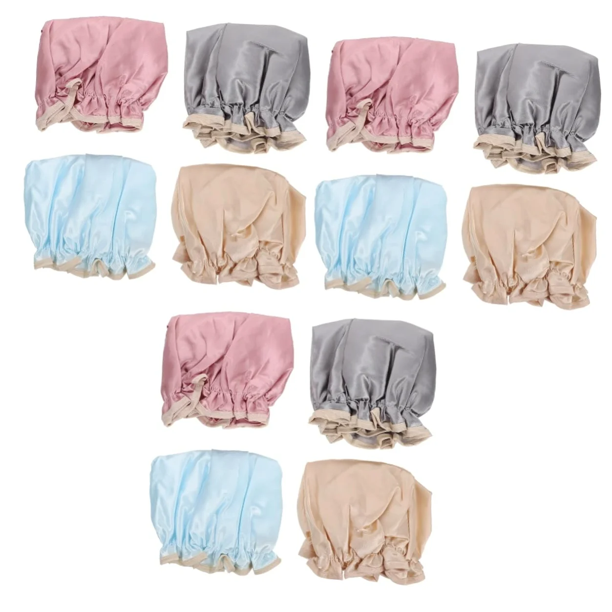 FRCOLOR 12pezzi Cuffie Impermeabili Peva Cuffie Per Elastiche e Riutilizzabili Per Spa e Rosa Grigio