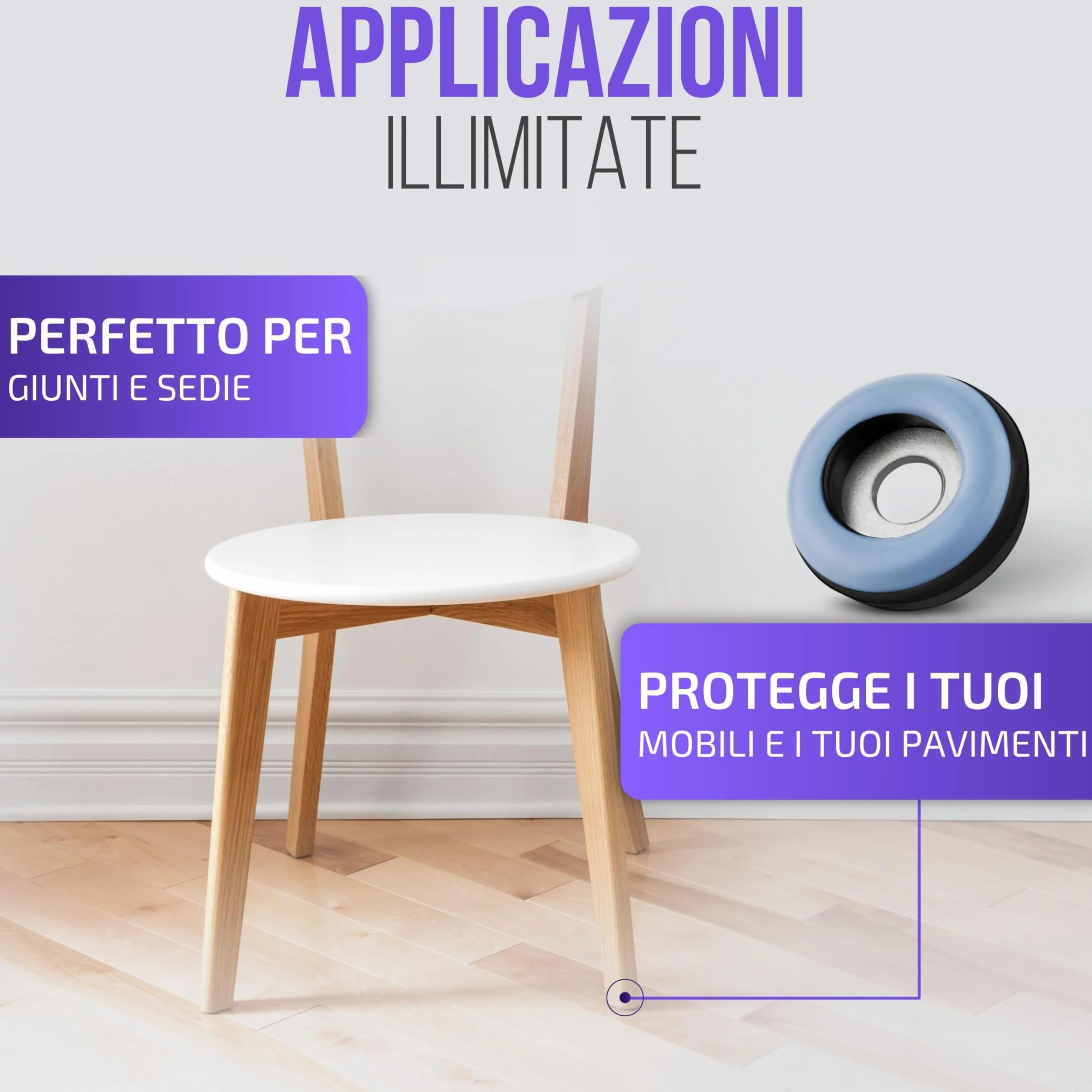Piedini per Mobili in Teflon Ø 19 mm - Pattini in PTFE con Viti