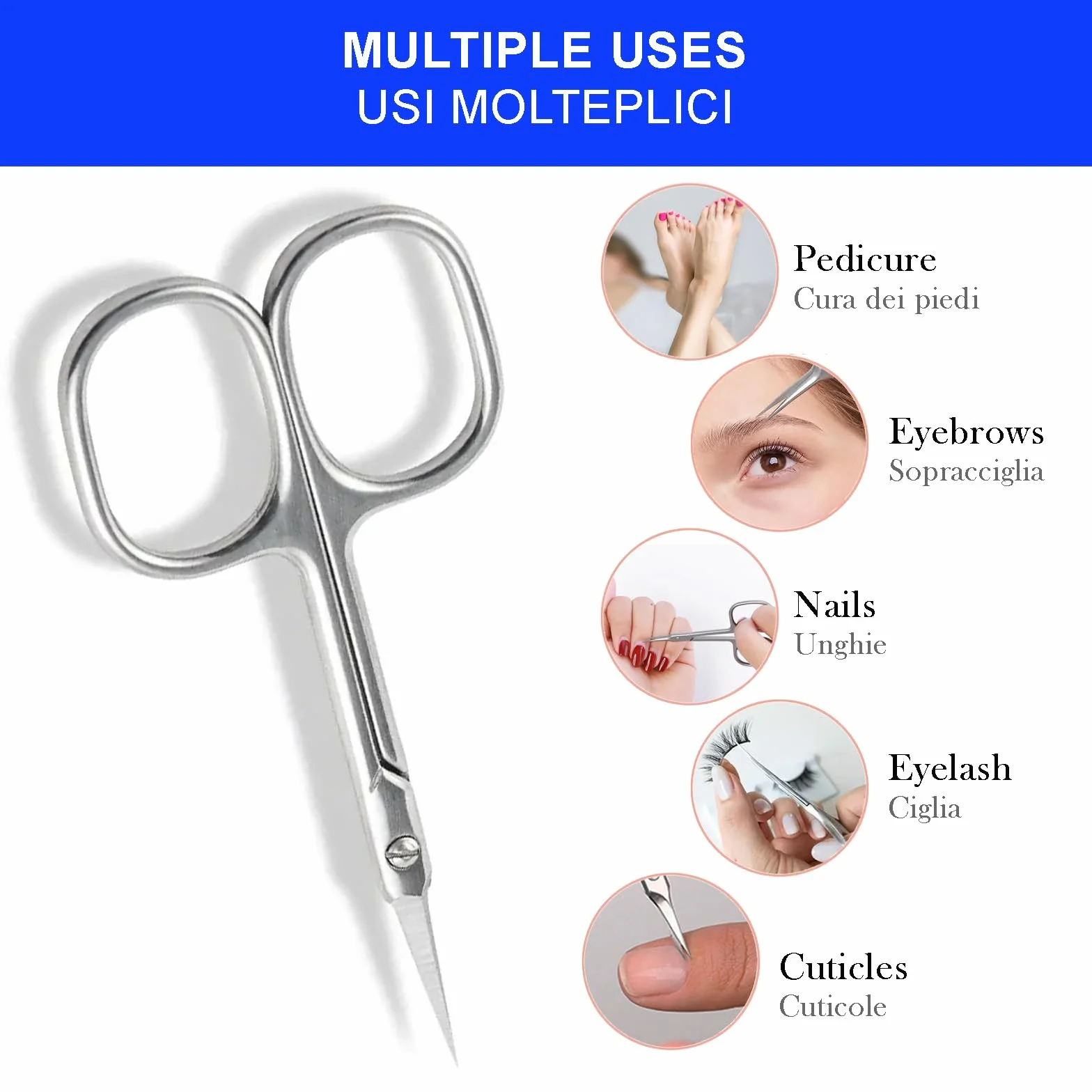 Forbici Unghie Professionali 1mm Longivia® Forbicine per Cuticole in Acciaio Inox con Lama Curva Affilata Manicure Taglia Cuticole Professionale Forbici per Pellicine Mani Piedi e Sopracciglia