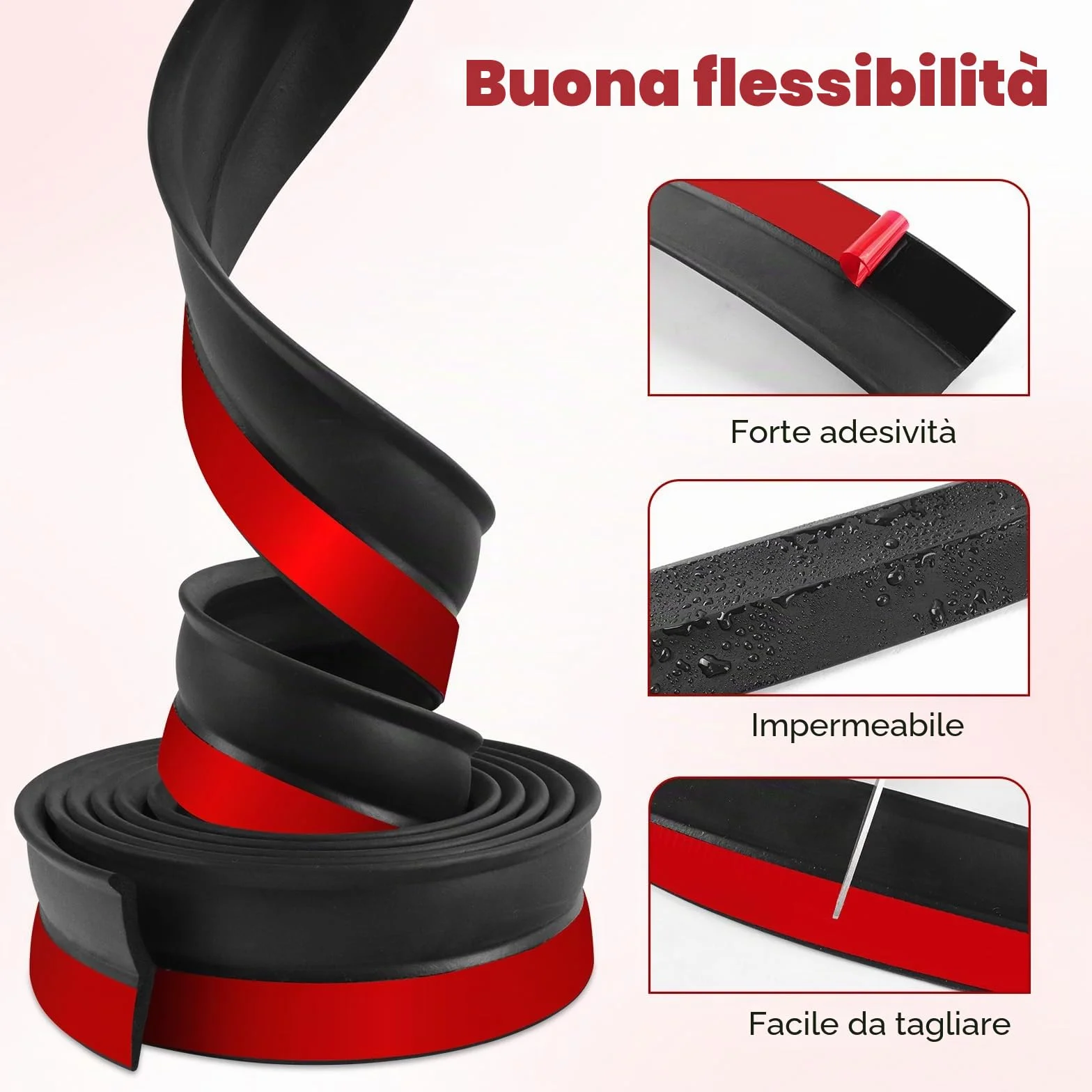 Guarnizione porta garage adesiva universale 3m Gomma espansa con chiodi