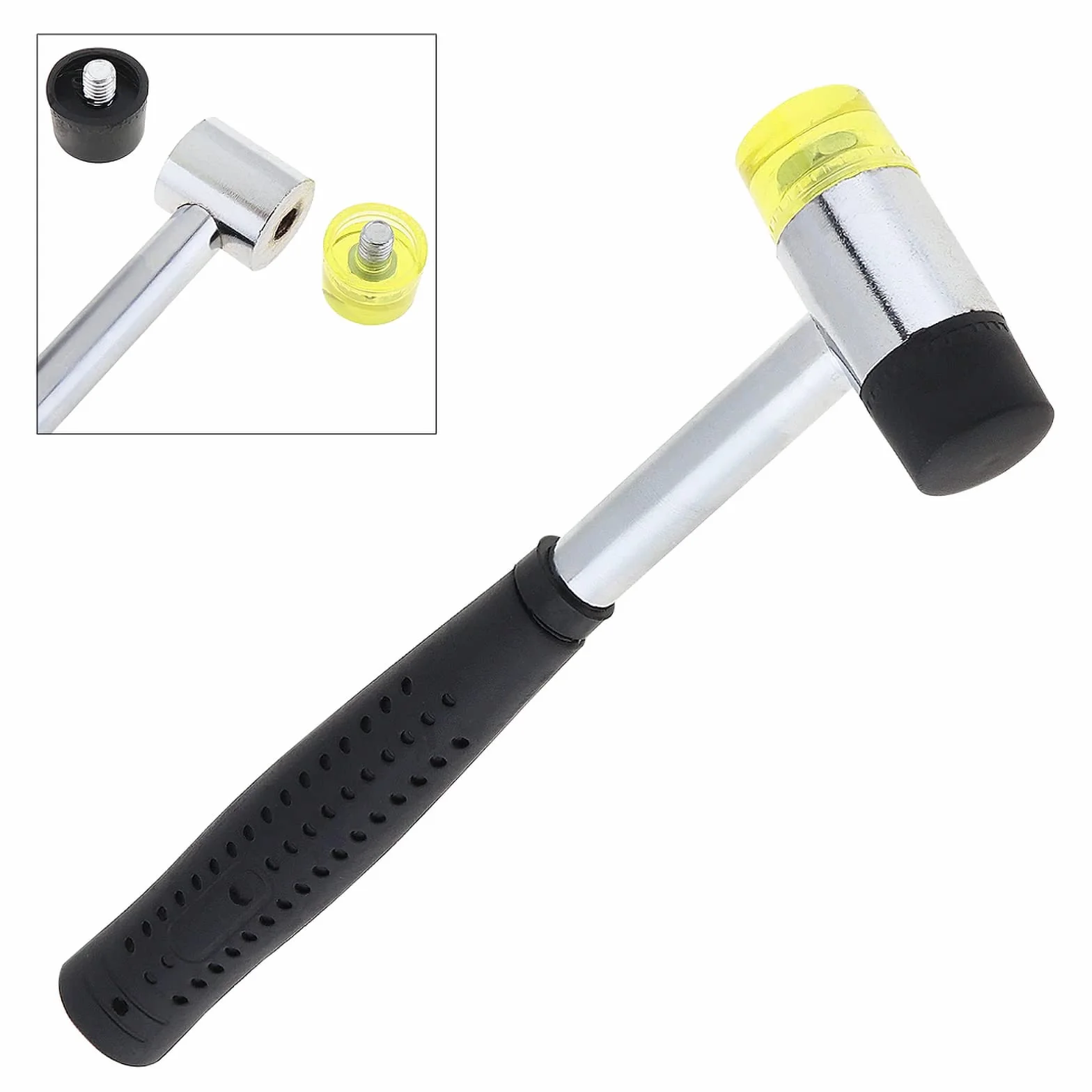 Martello Antirimbalzo Gomma Doppio Lavoro Nylon Testa Rotonda Impugnatura Antiscivolo 25mm
