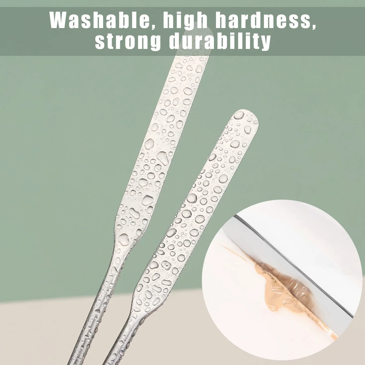 Set di 2 Spatole per Fondotinta in Acciaio Inox - Strumenti per il Trucco del Viso Con 2 Custodie in Pelle e 1 Spatola Verde