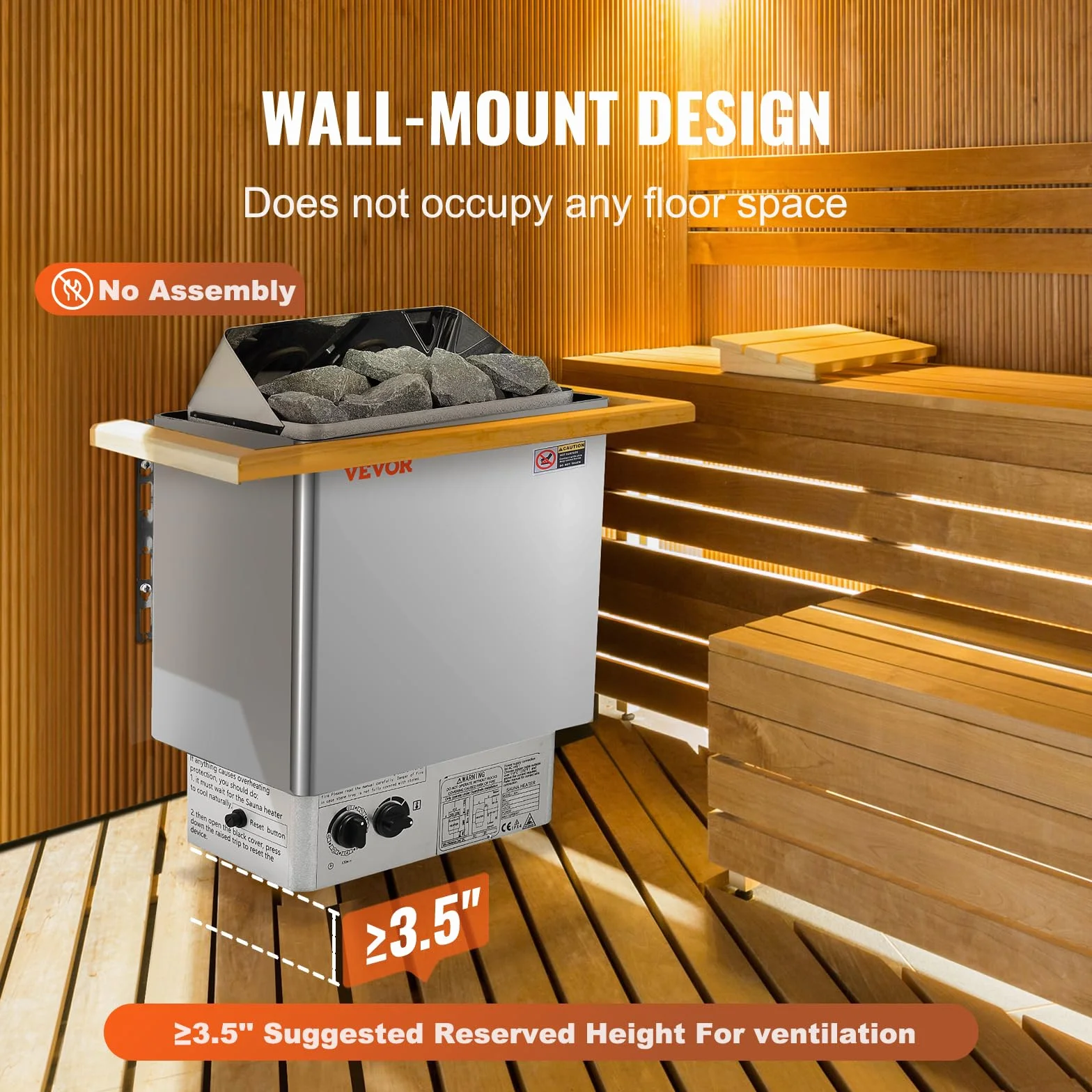 VEVOR Stufa Elettrica per Sauna 8 kW 400 V 3 N, Riscaldatore Portatile Acciaio Inox, 8-12 m³, Timer 3 Ore