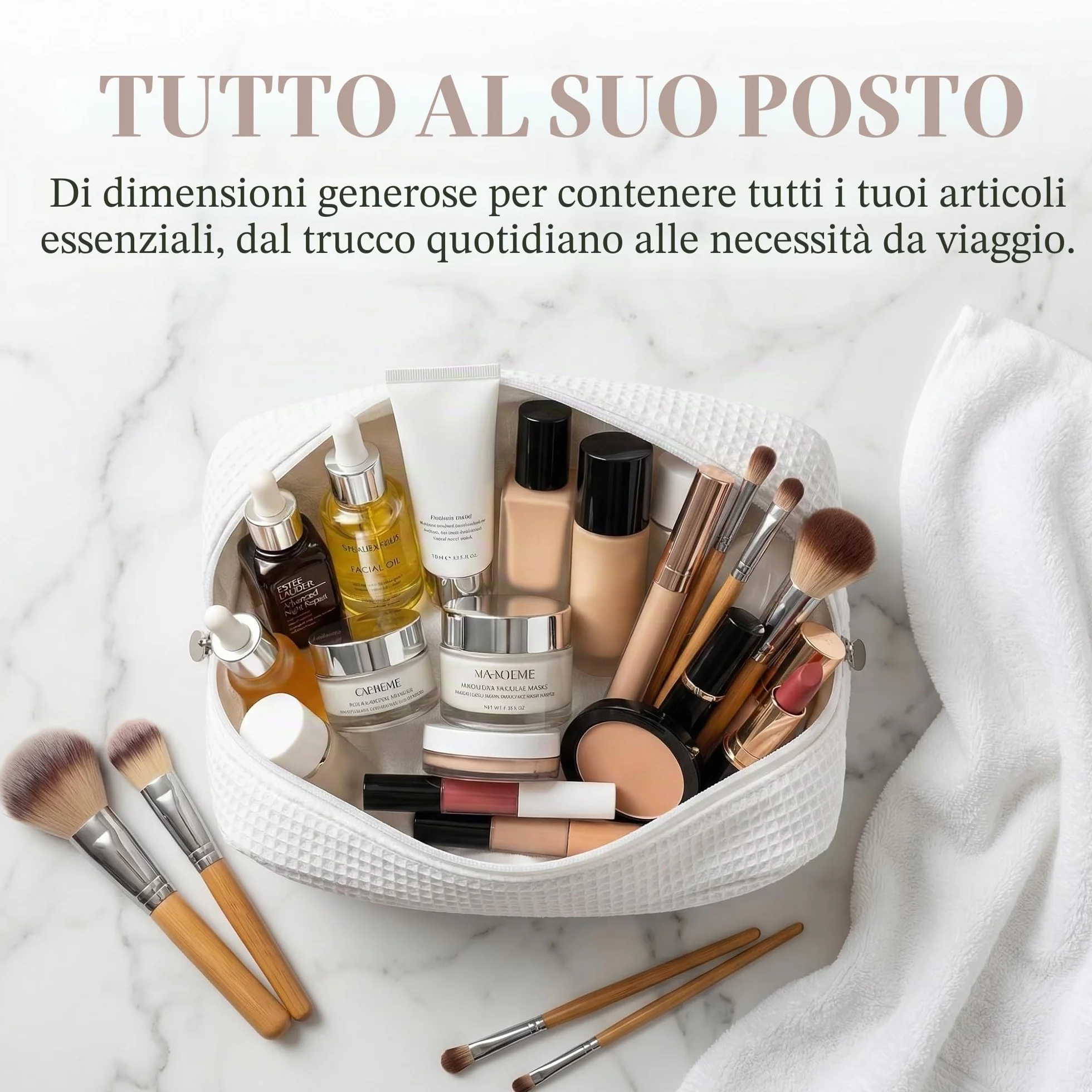 Borsa da trucco personalizzata con nome ricamato, borsa da bagno in maglia goffrata personalizzata per donne, borsa da viaggio grande e piccola borsa da trucco per regali da damigella