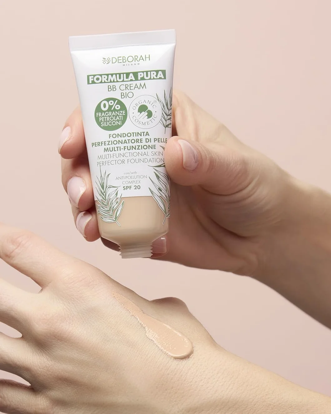 Deborah Milano - BB Cream Formula Pura BIO SPF 20 con Ingredienti Naturali, 03 Beige, Effetto Nutriente, Antiossidante e Anti-luce Blu, Dona una Pelle Levigata e Nutrita, 30 ml
