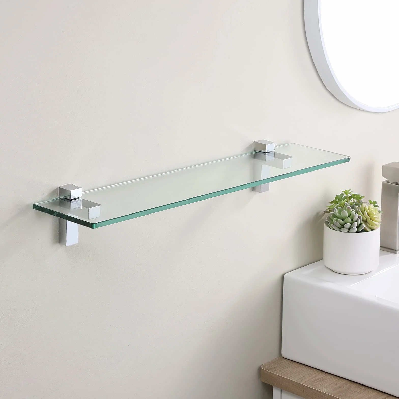 Mensola in Vetro Temperato 24 pollici Bagno Angolare Doccia Cromo Lucido BGS3201S60