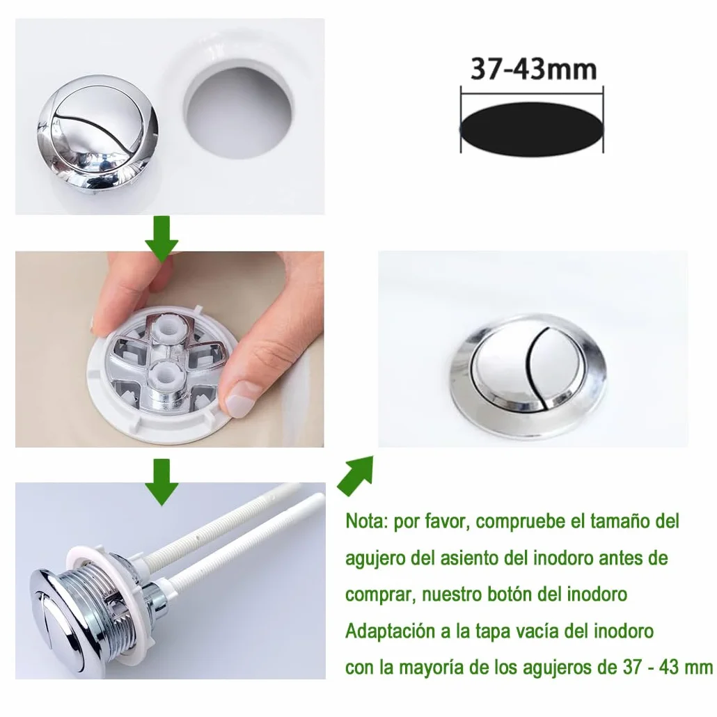 Voarge Pulsante di sostituzione a doppio scarico 38 mm, universale per 37-44 mm