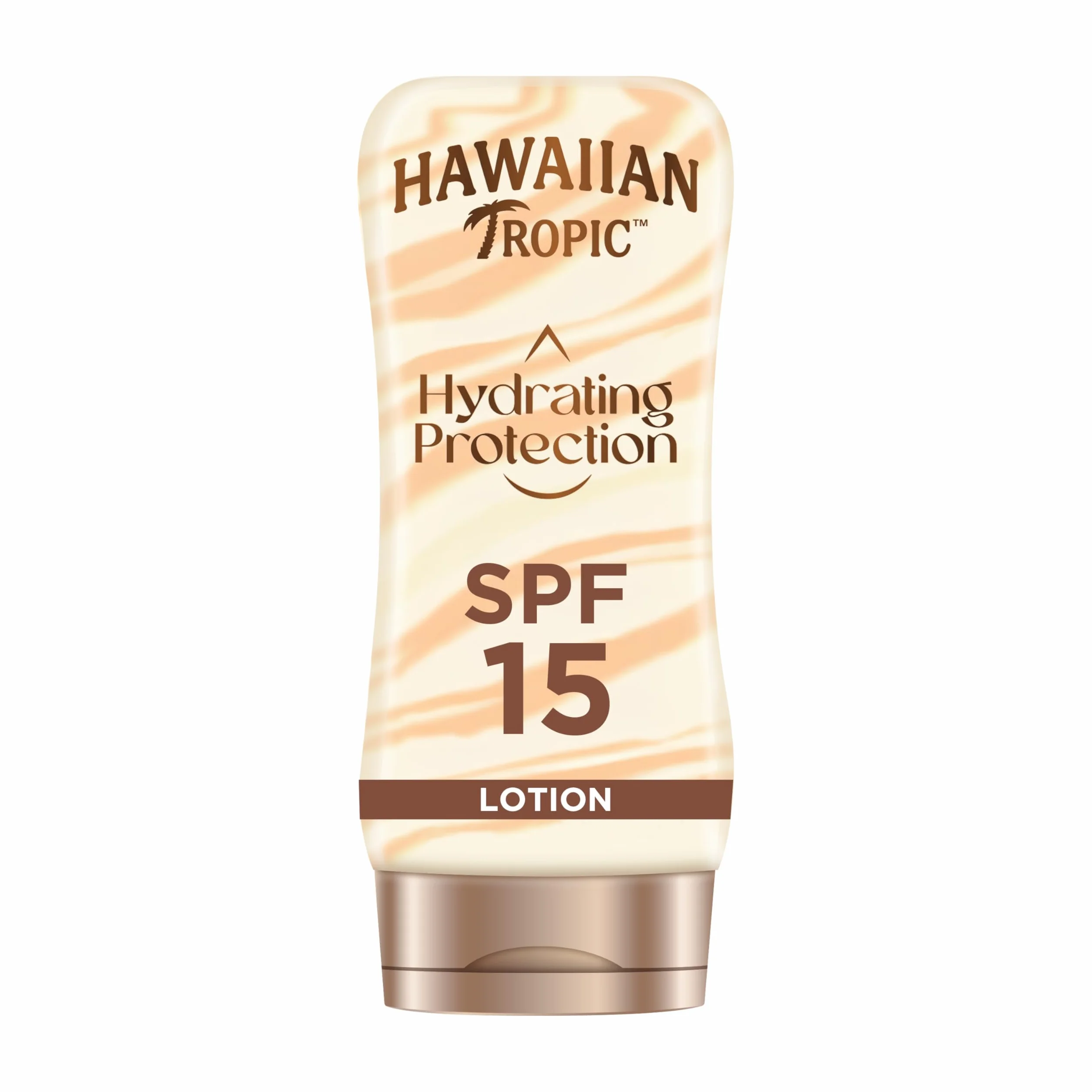 Hawaiian Tropic Lozione Solare Protettiva Idratante, Crema Resistente all'Acqua con Protezione SPF 15 UVA e UVB, Lozione Solare, 12 Ore di Idratazione con Burro di Cacao e Burro di Karité, 180 ml