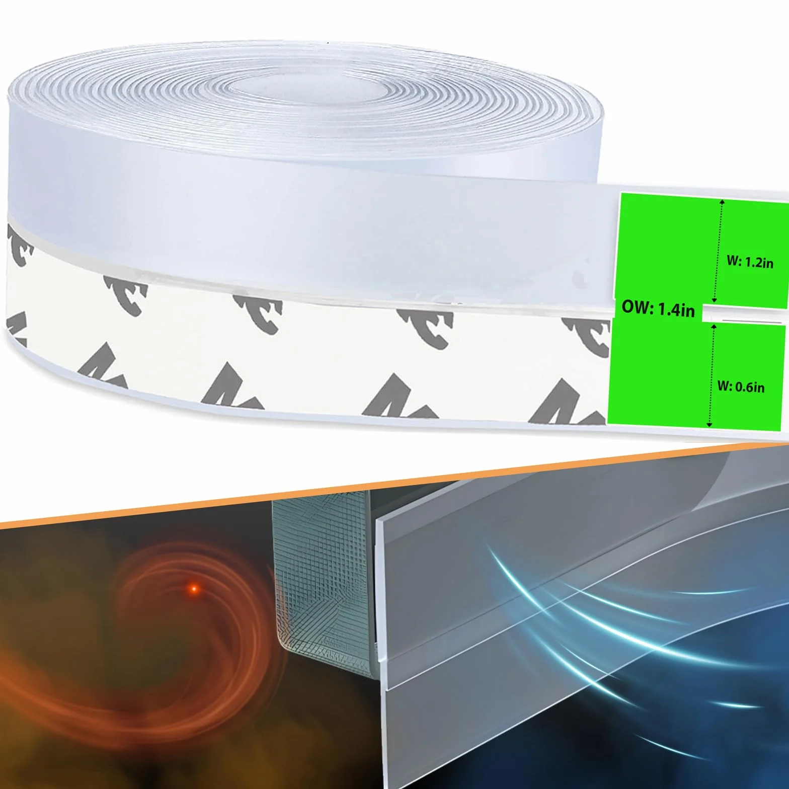 Guarnizione porta finestre in silicone trasparente adesiva 35mm per fessure fino a 20mm