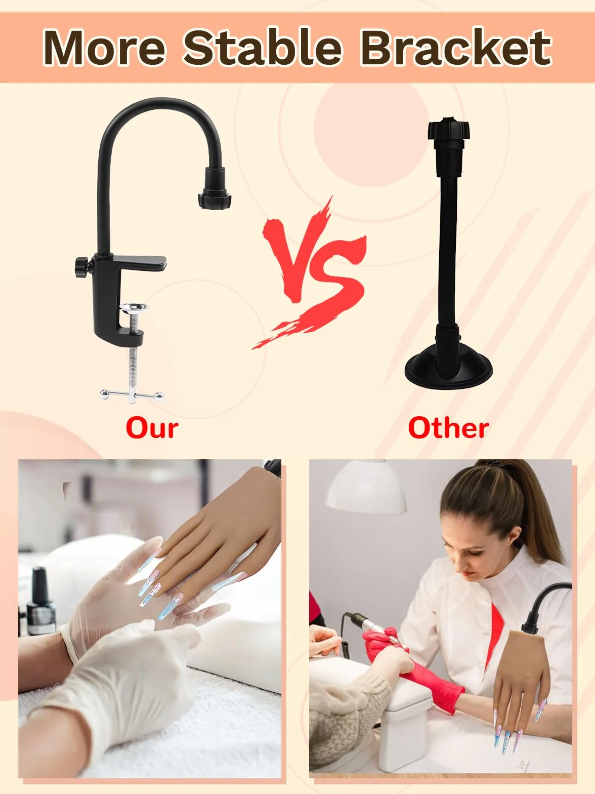 Mano Finta per Ricostruzione Unghie: Silicone Mano Pratica - Flessibili Mano Finta per Unghie - Mani Finte con 240 Pezzi Tip Unghie