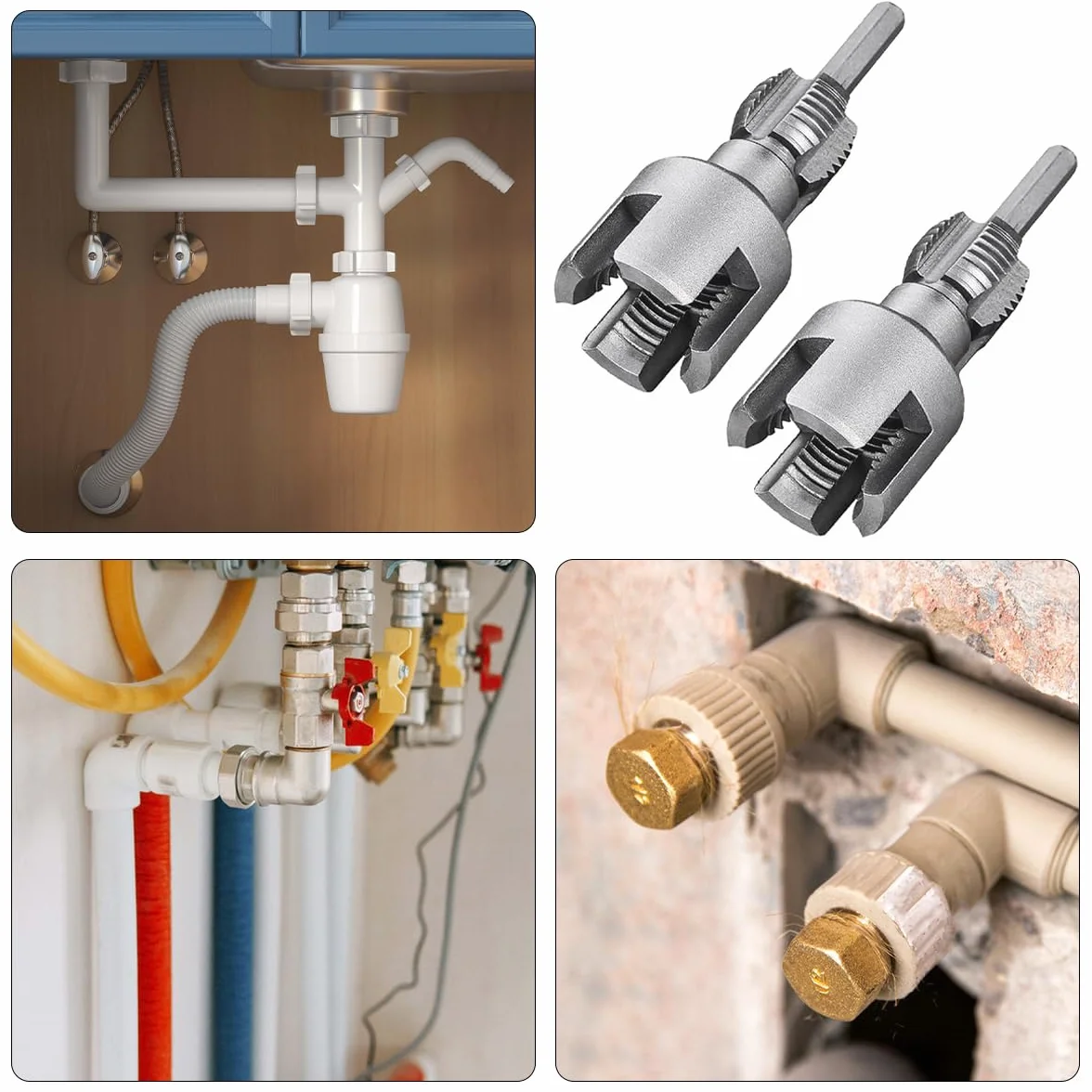 Filettatore per Tubi PVC/PPR 2 Pezzi 2 in 1 Kit Utensile Integrato Filettatura Interna Esterna 1/2" 3/4" Trapano Elettrico