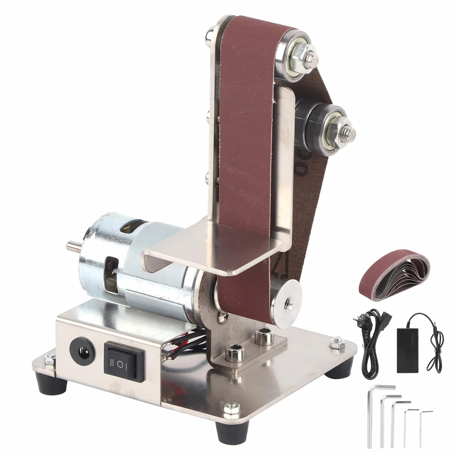 Levigatrice a Nastro Elettrica Banco 4500-9000 RPM Smerigliatrice per Legno Metallo Affilatura con Supporto