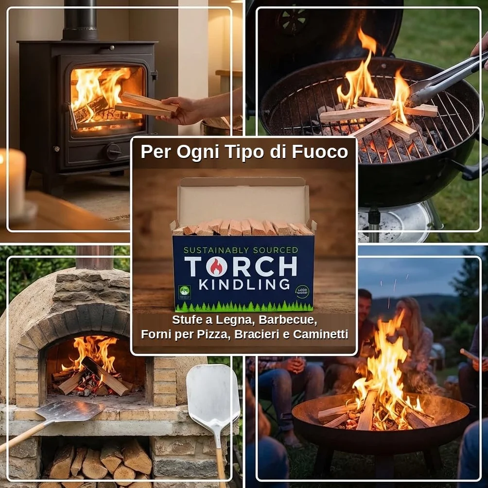 Accendifuoco naturale essiccato in forno 2,5 kg bastoncini per stufa a legna barbecue camino