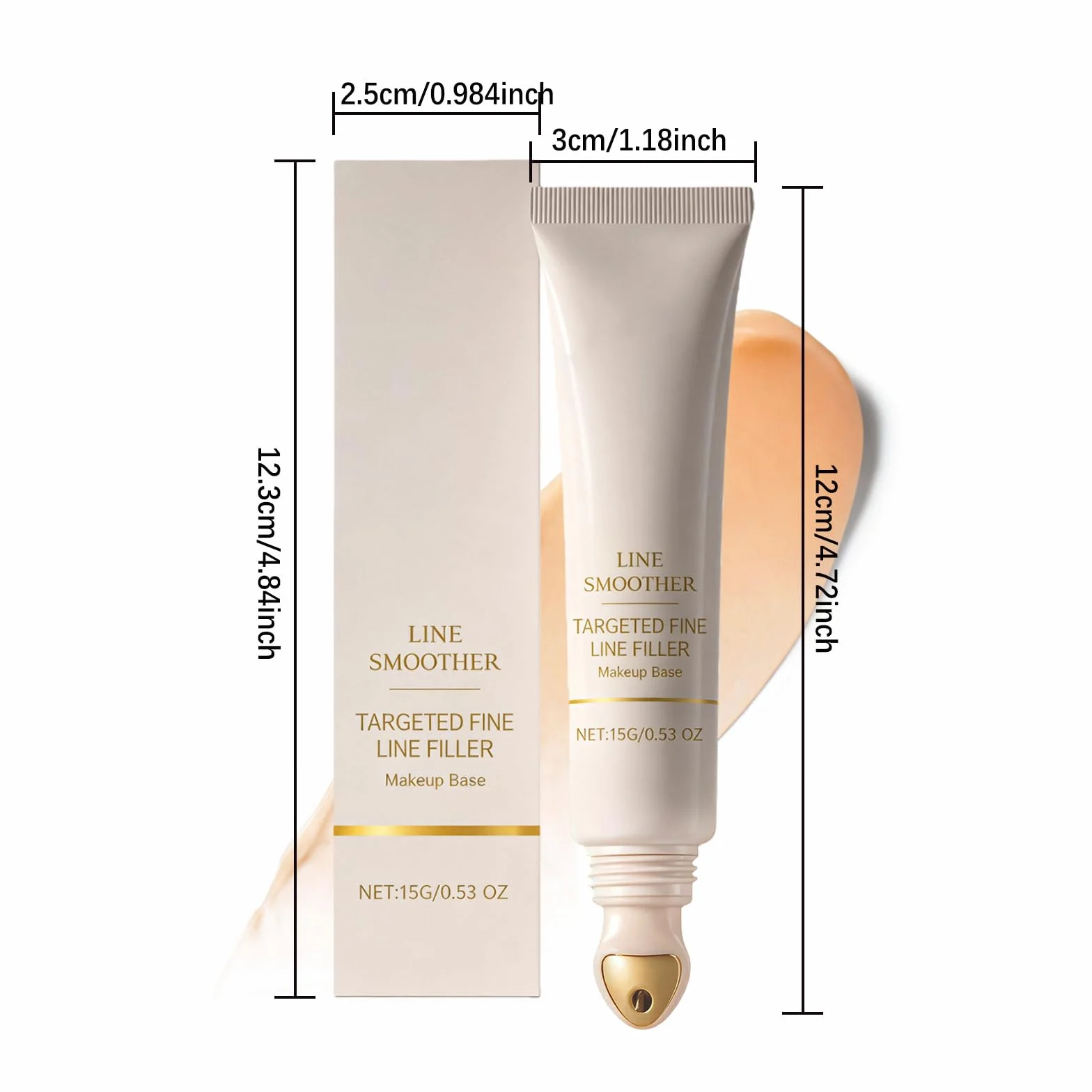 Arelia Primer Anti-Rughe, Effetto Blur Istantaneo, Primer Viso con Vitamina C e Niacinamide, Applicatore Metallico Preciso