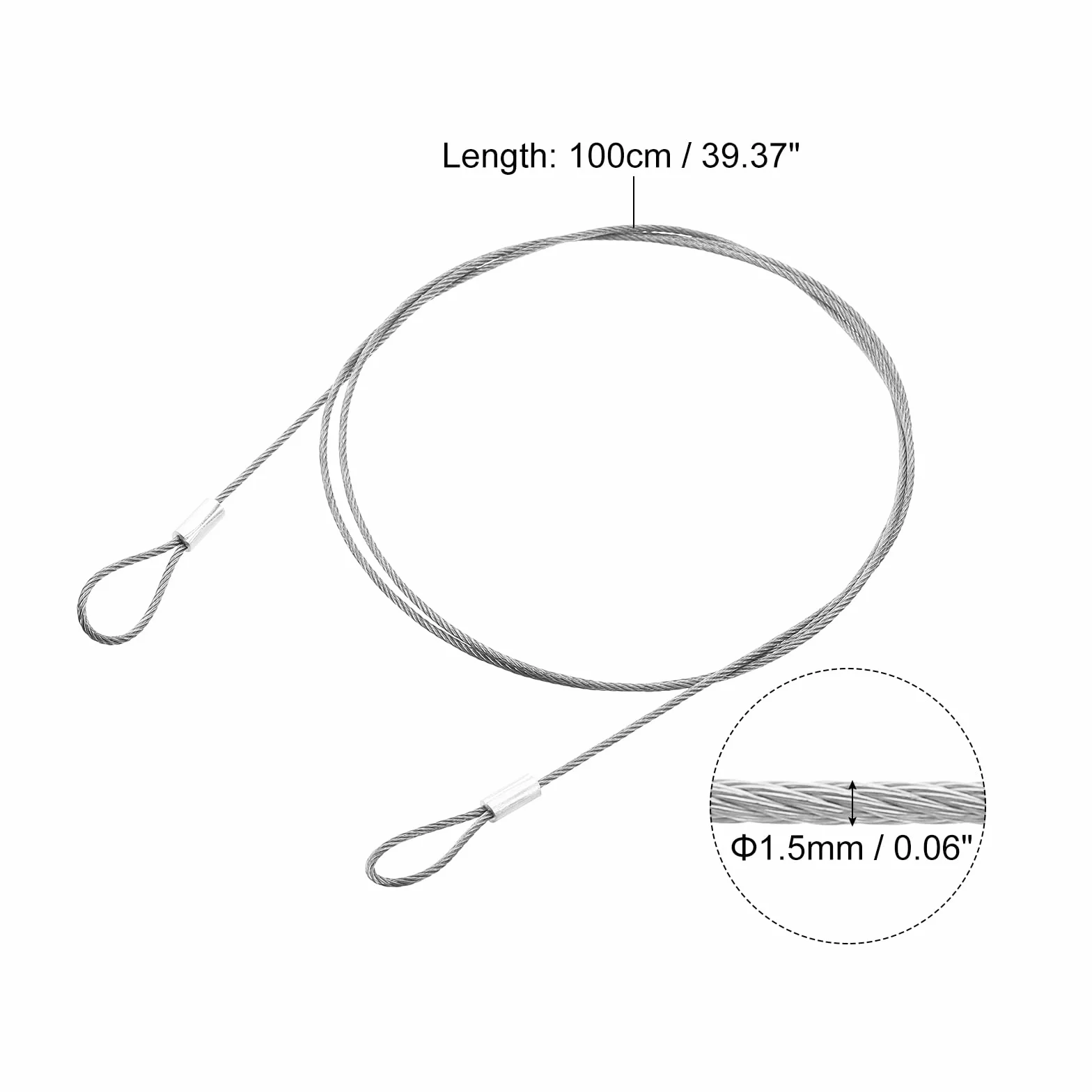 QUARKZMAN Cavo in Acciaio Inossidabile 1,5mm 100m Lanyard con Rivestimento in Vinile per Sicurezza