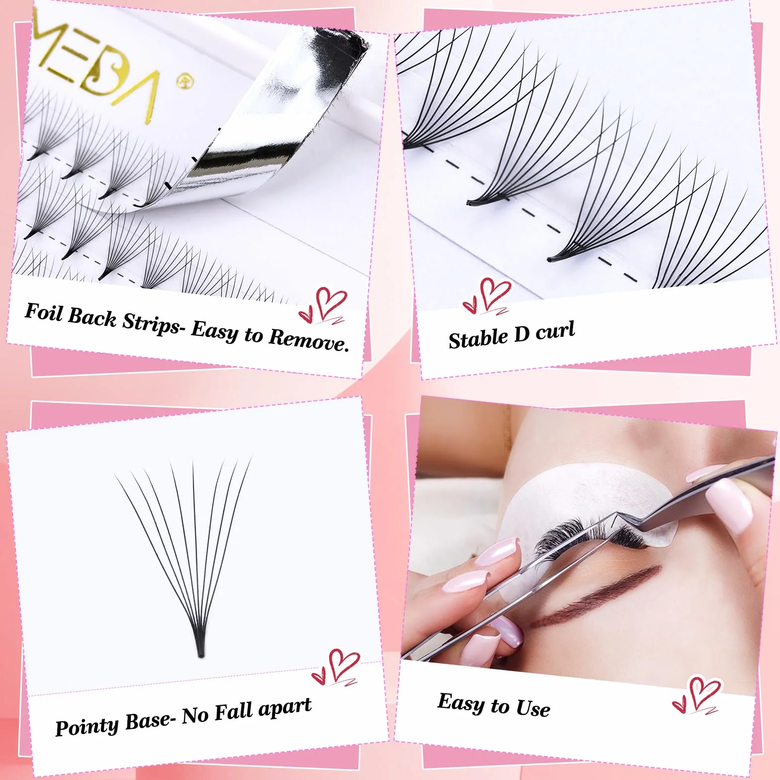 EMEDA Premade Volume Fan 8D Extension ciglia 9 linee D Ciglia arricciate Volume ciglia 0.07mm 9mm-14mm Mix Length Extension ciglia voluminose pre-confezionate Ciglia a grappolo 8D (8D D 0.07 Mix)