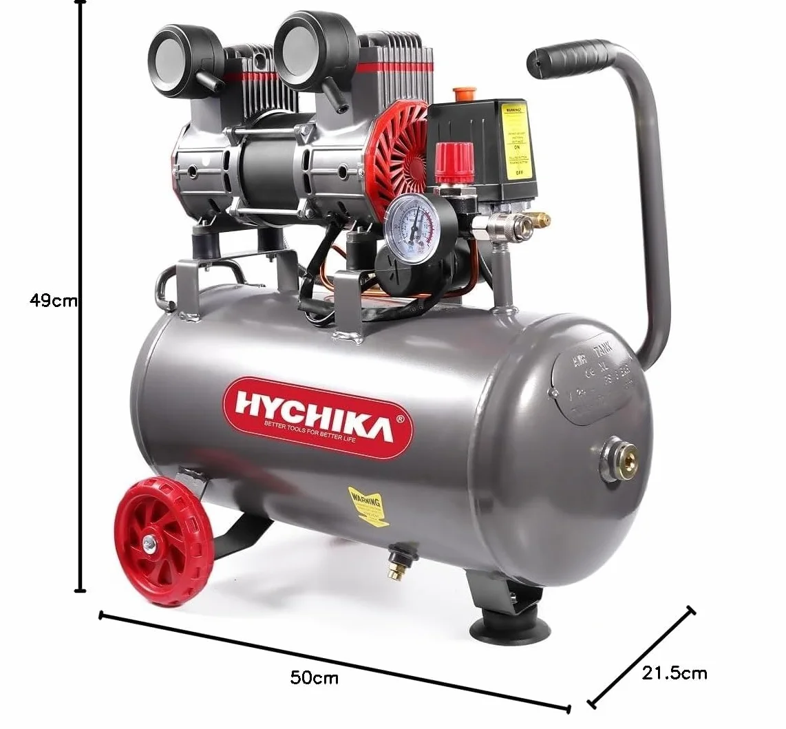 HYCHIKA Compressore Aria Silenziato 24 litri 8 Bar 230V-240V 1100W Senza Olio