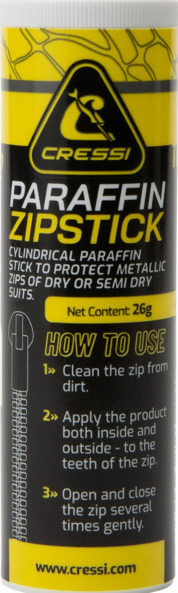 Cressi Paraffin Zipstick - Stick di paraffina per la Protezione Cerniere Metalliche Mute secche o Semi-secche, Incolore, 26g, Unisex Adulto