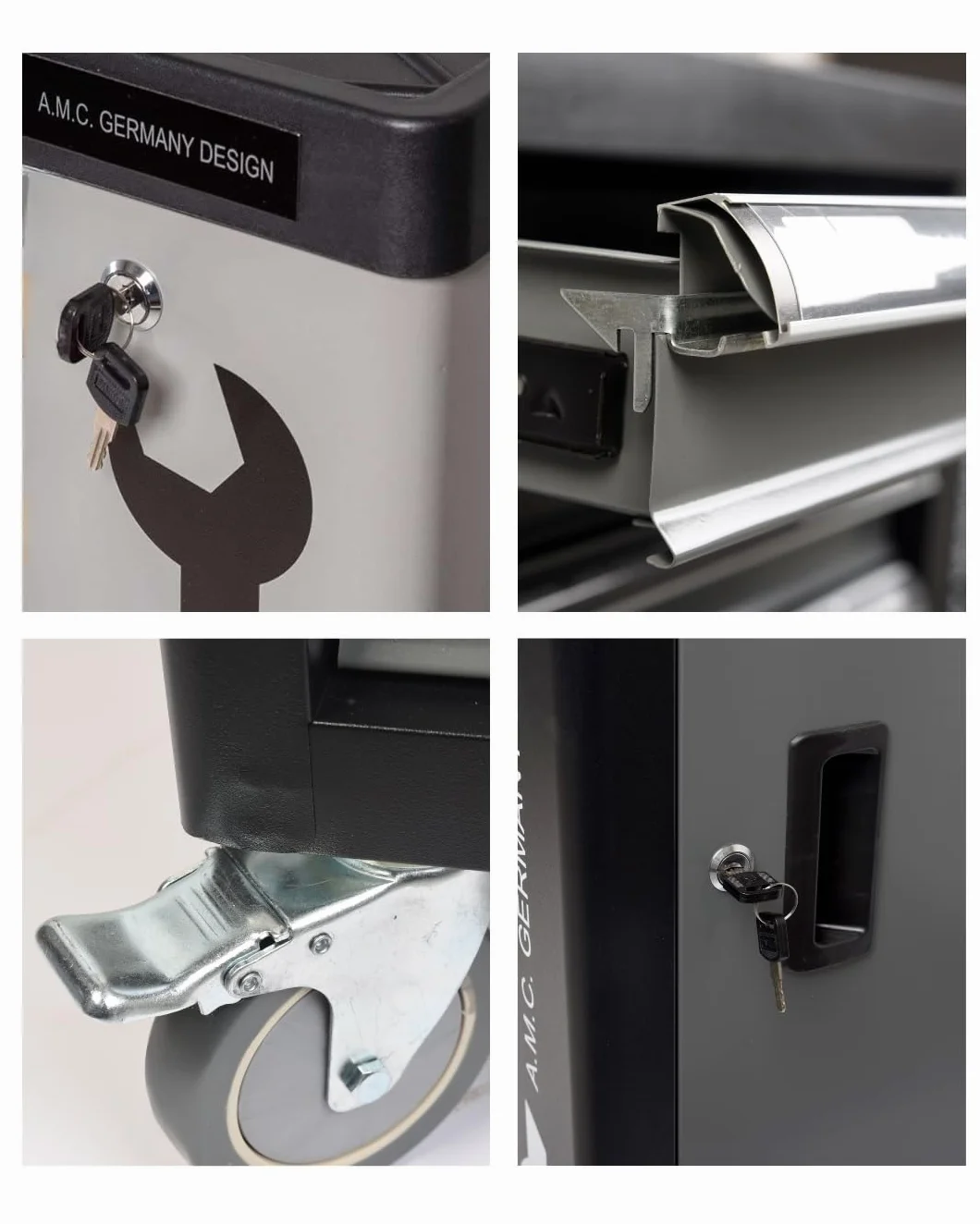 A.M.C. Carrello porta attrezzi 6 cassetti 500 pezzi utensili con ruote struttura rinforzata