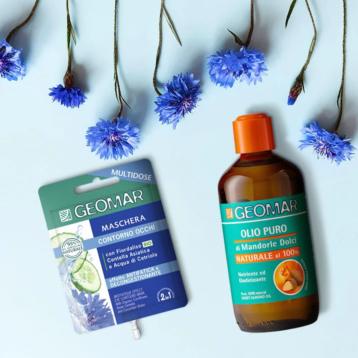 GEOMAR | Maschera viso e occhi 2 in 1, effetto sollievo e decongestionante, 95% di origine naturale, dermatologicamente testato, Made in Italy, 12 ml