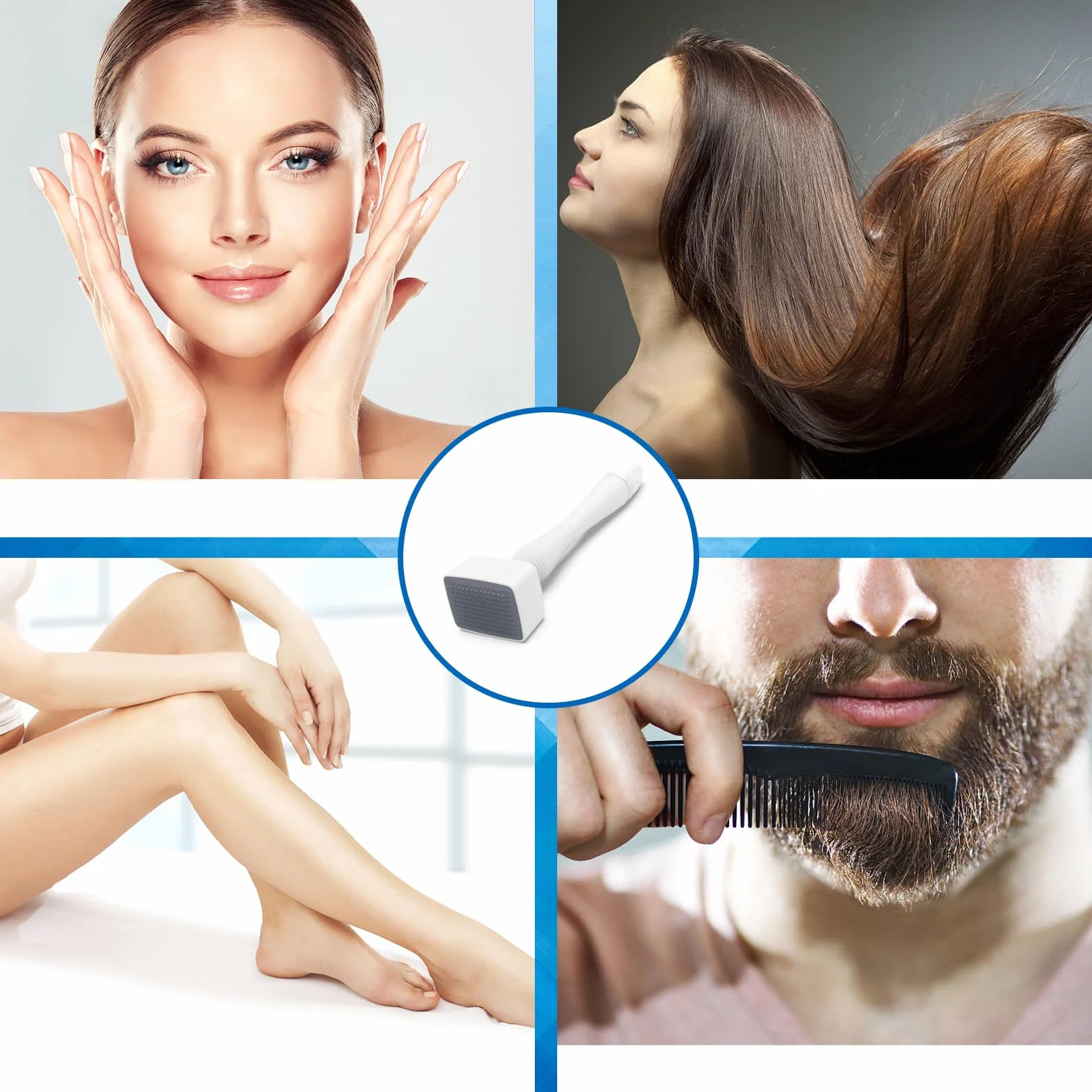 Dermastamp Derma Stamp Dermaroller 140 Pins Titanium Veri Aghi Microneedle Stamp Microneedling Lunghezza Dell'ago Regolabile da 0,25 mm a 3,0 mm Salvietta per Capelli Barba Growth Skin Care