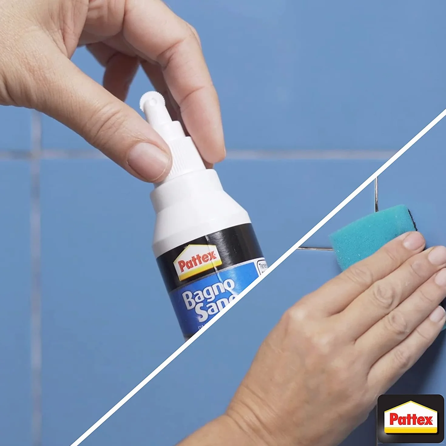 Pattex Silicone bianco per rinnovare le fughe tra le piastrelle, Stucco con applicatore a rotella, 1x125ml