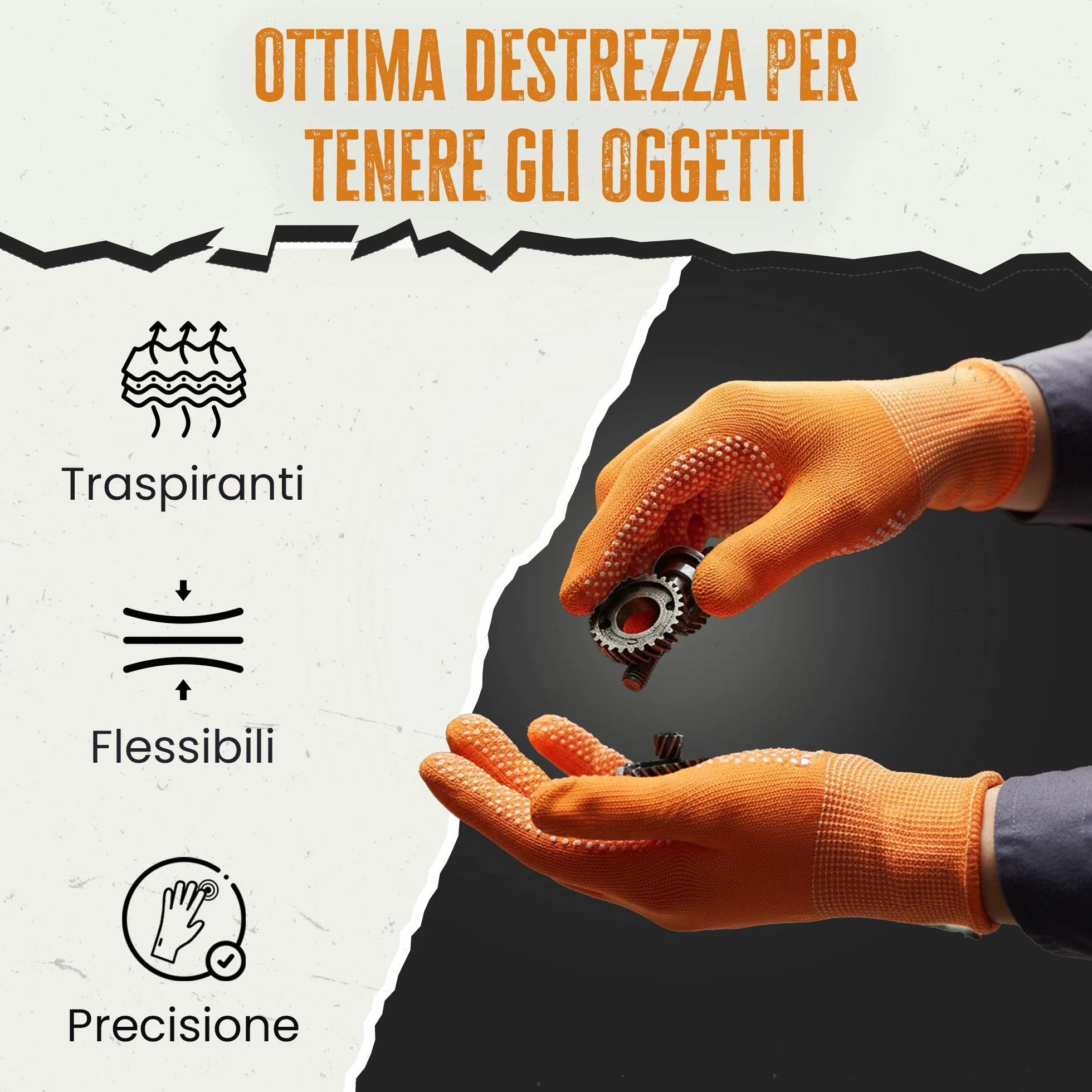 FUZZIO Guanti da lavoro con borchie 24 paia L/9 blu