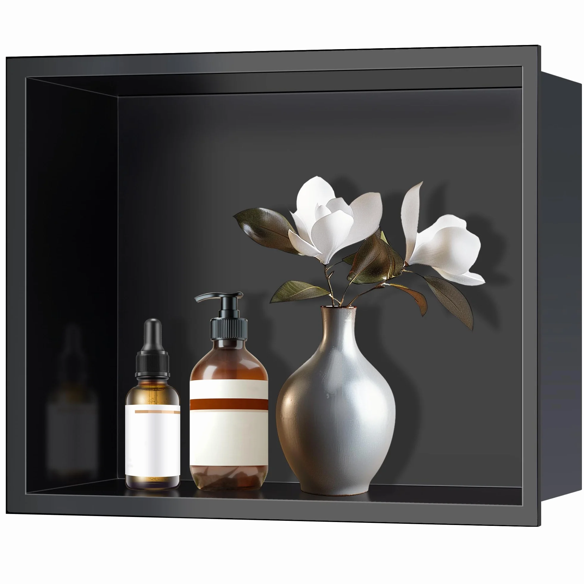 Nicchia da Parete Doccia in Acciaio Inox 33 x 48 x 10cm Nero Nicchia per Doccia da Incasso