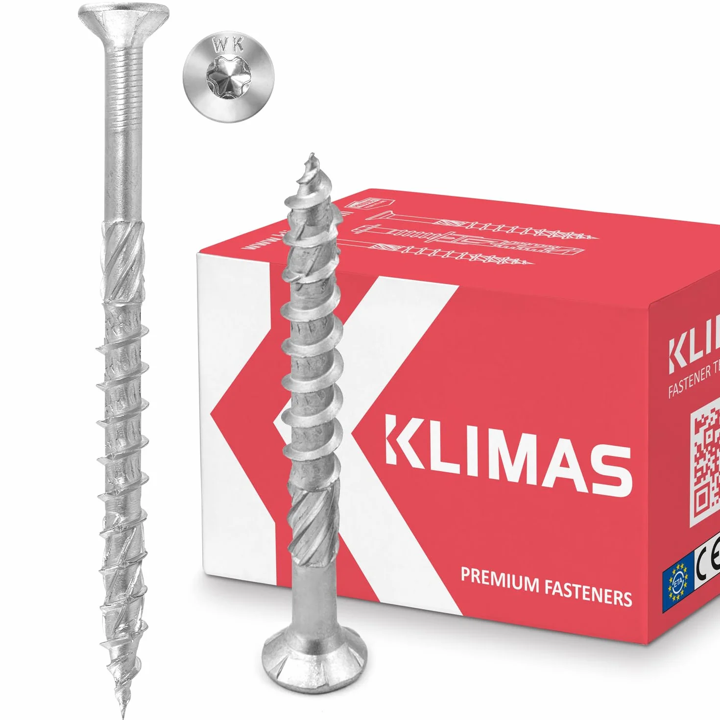 KLIMAS Viti per Legno Torx Testa Svasata Piana Autofilettanti Bianco Zinco 10x120 mm 50 Pezzi