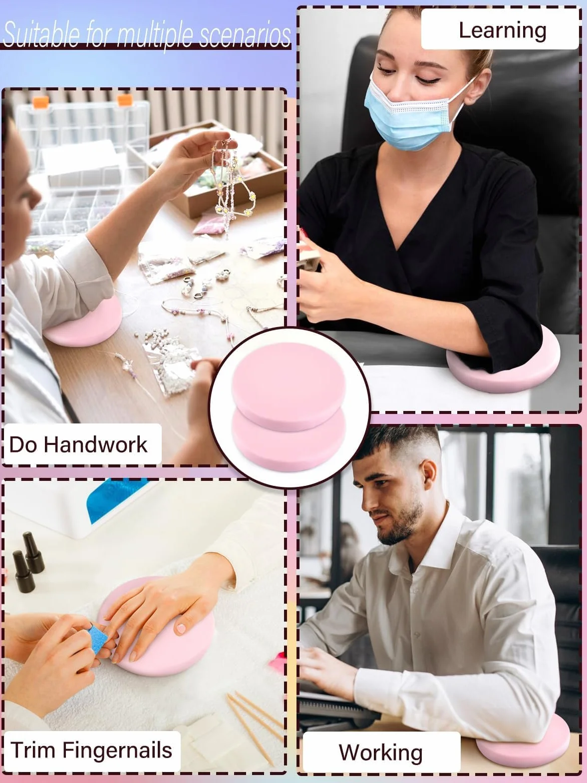 TOROKOM poggomito per le unghie Tech, poggomito per le unghie Tech, morbido poggomito-unghie braccio antiscivolo comodo imbottitura base, gomito rotondo per la manicure salone/casa (rosa)