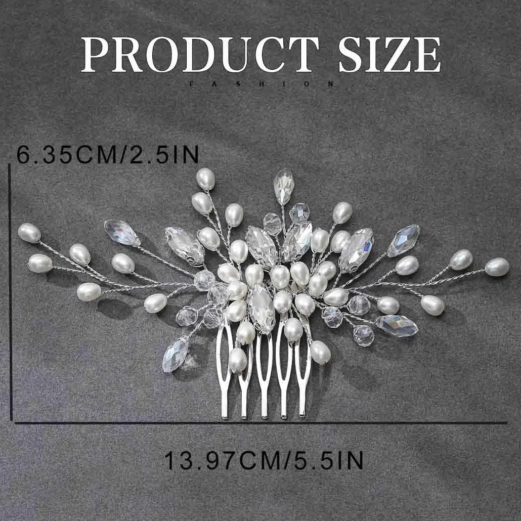 Perla sposa sposa sposa capelli pettine argento perline capelli pezzo di strass accessori per capelli per le donne