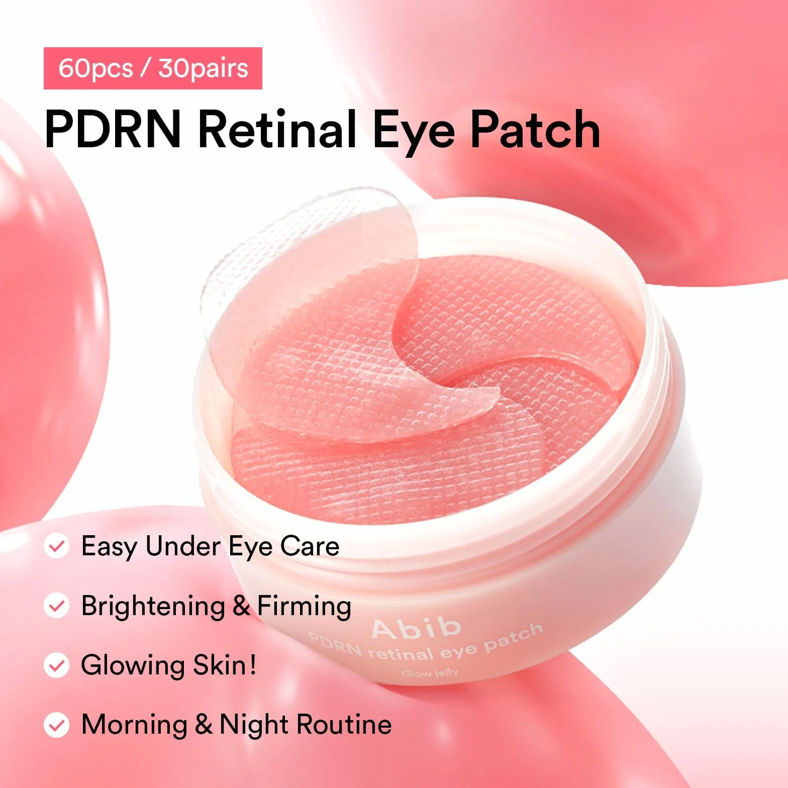 Abib Cerotti Per Gli Occhi Pdrn Retinal Eye Patch Glow Jelly Coreani Per Occhi Gonfi E Occhiaie, Antirughe, Collagene, Caffeina, Niacinamide 60 Cerotti,