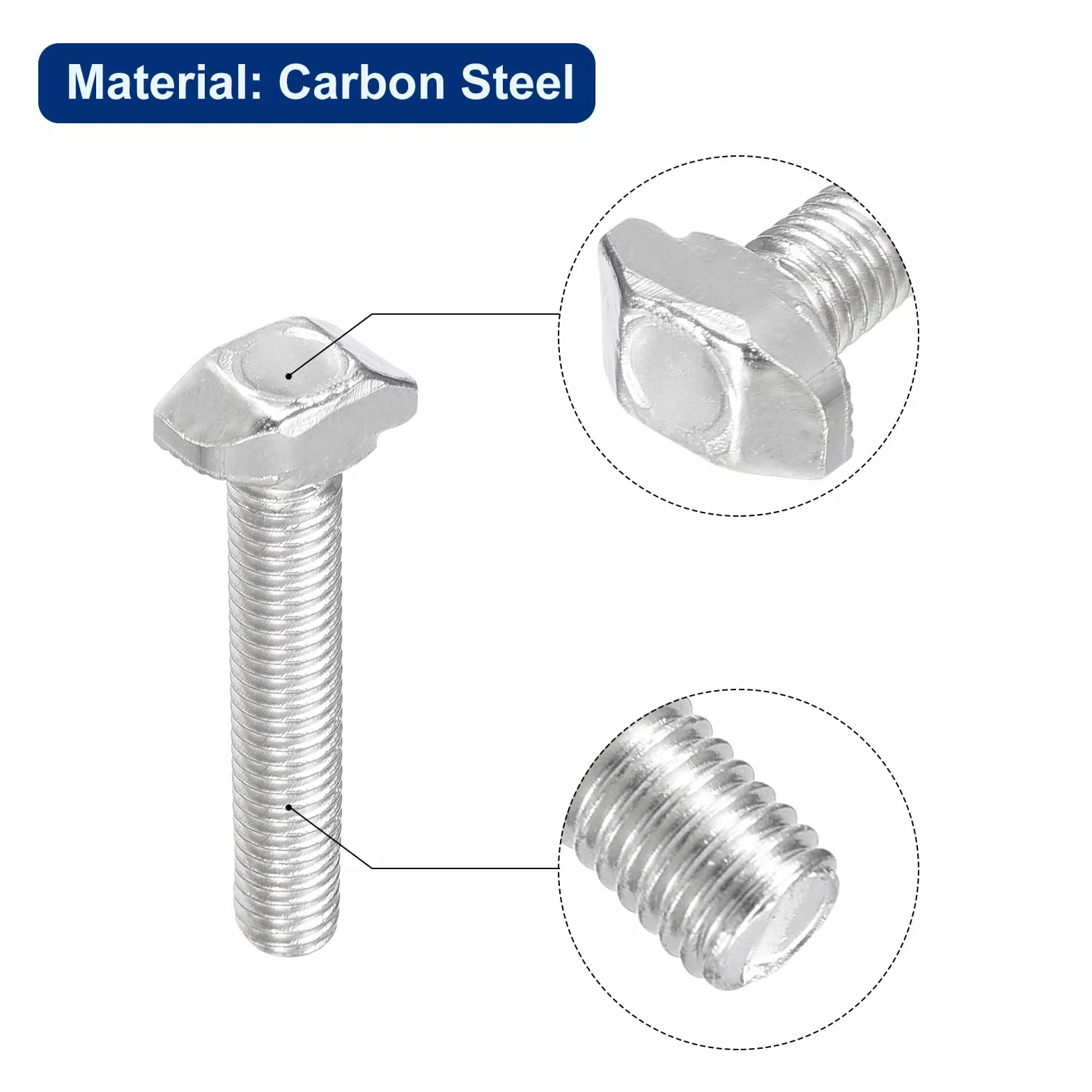 Bulloni a T-Slot M5 x 30mm per Profilo Alluminio Serie 2020, Acciaio Carbonio Nichelato Argento