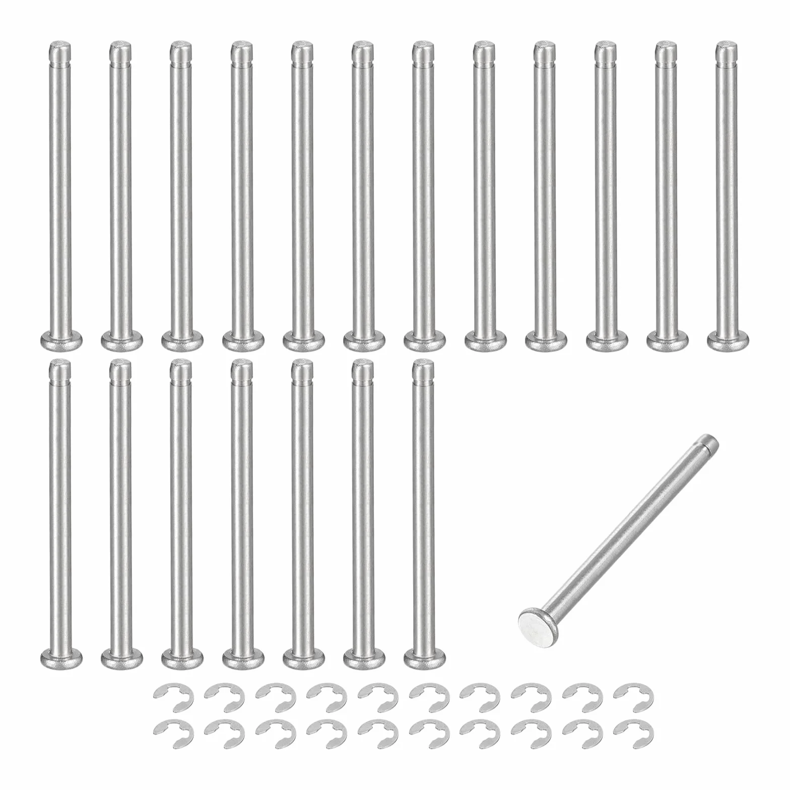 QUARKZMAN Perno Posizionamento Cilindrico M3x40mm Acciaio Inossidabile 304, Cilindro Cerniera Scanalato Testa Piatta con Clip Fissaggio