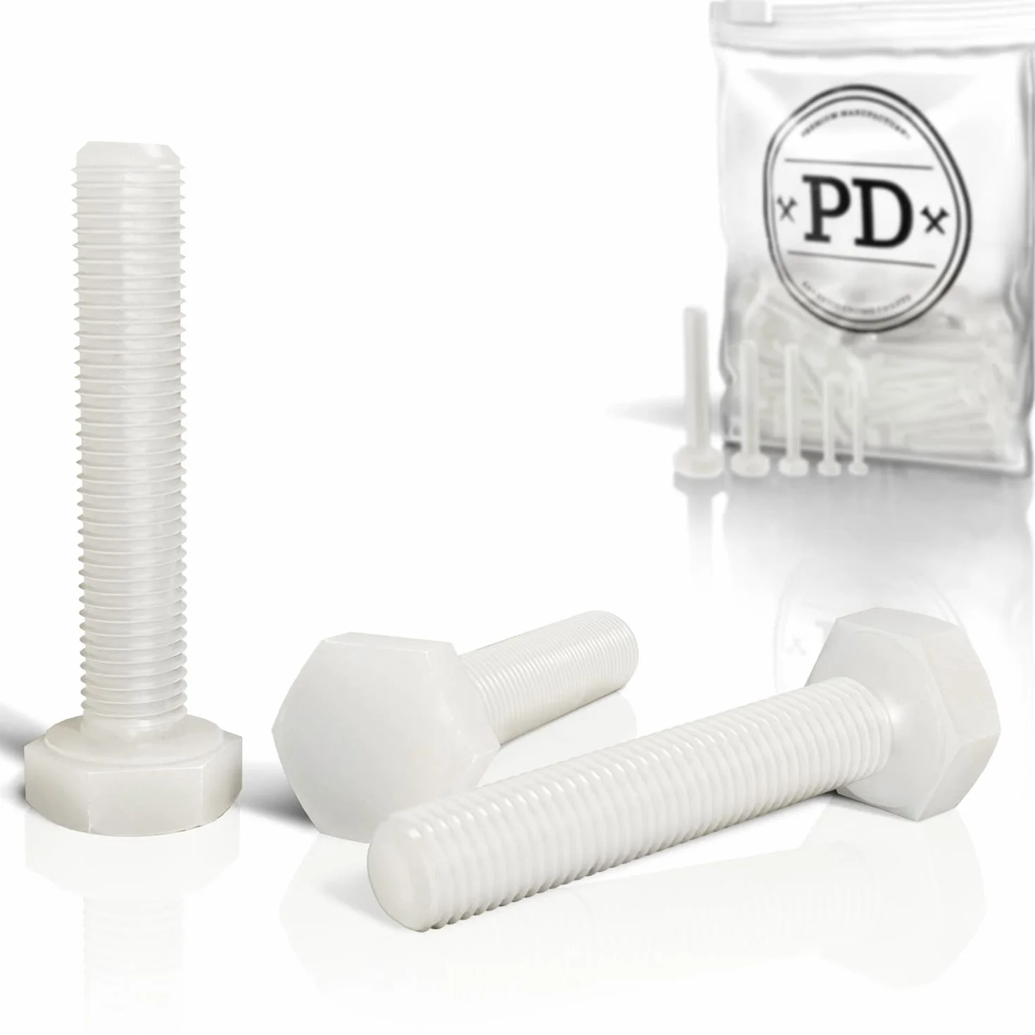 Viti a testa esagonale in plastica M10 x 50 mm DIN 933 ISO 4017 nylon PA 12 pz.