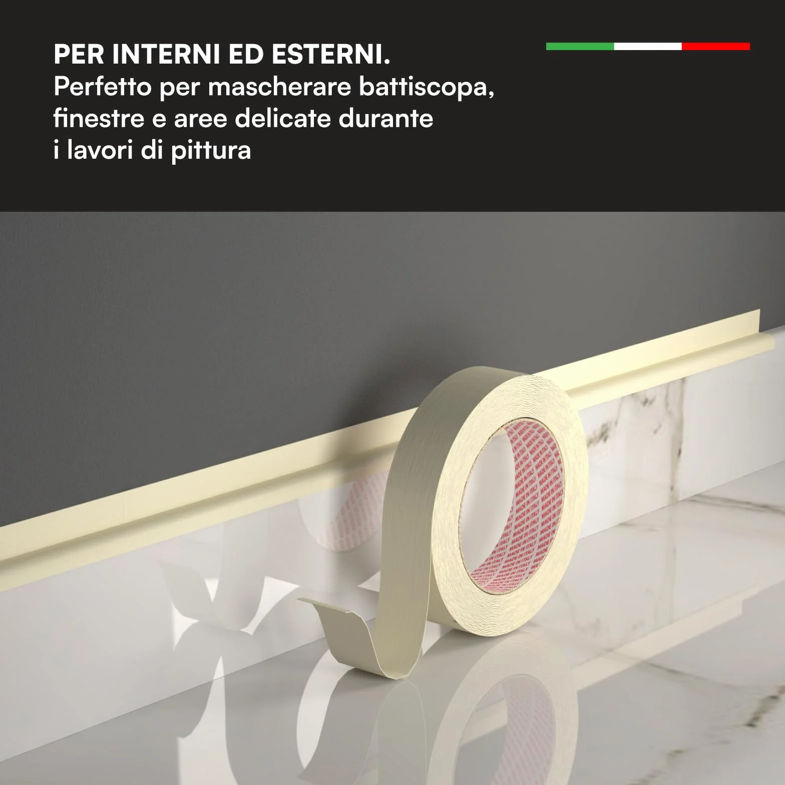Nastro di Carta 25mm x 50m per Imbianchini 12 Rotoli - Carta Gommata Professionale Riciclabile