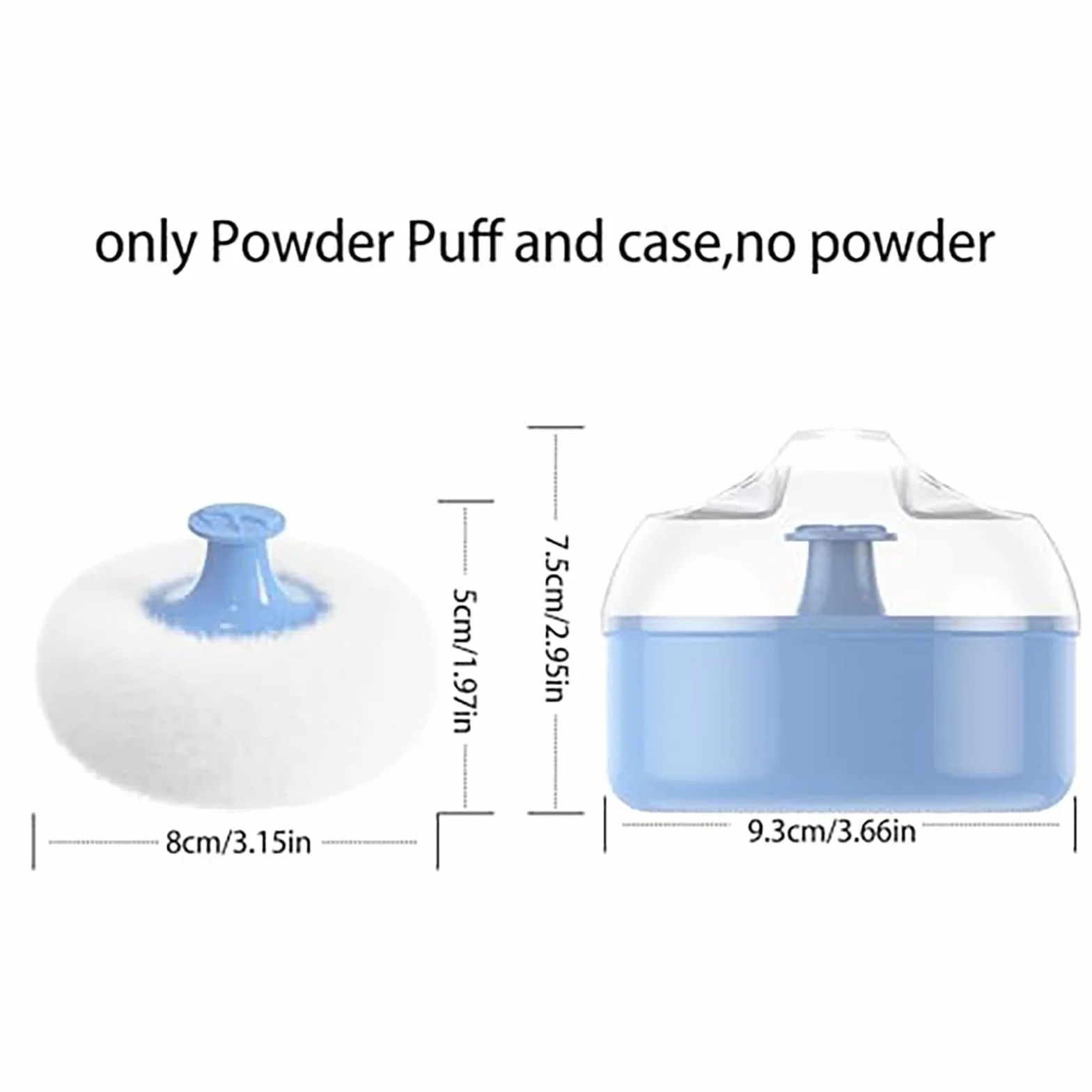 MtH477 - Set di spugnette per talco portatile, contenitore per polvere con soffio, applicatore igienico e delicato, dispenser vuoto per cipria, igienico, per casa e viaggi, MtH477 (A, 9,3 x 7,5 cm)