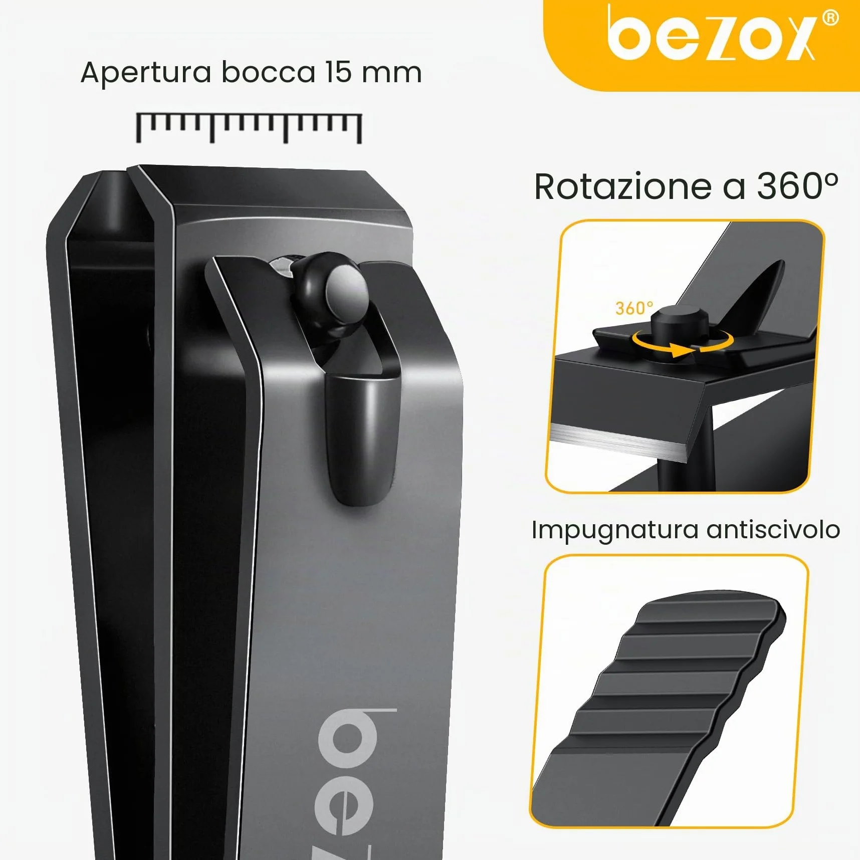 BEZOX Tagliaunghie a lama dritta resistente per unghie spesse, tagliaunghie professionali in acciaio inox, tagliaunghie spesse e larghe