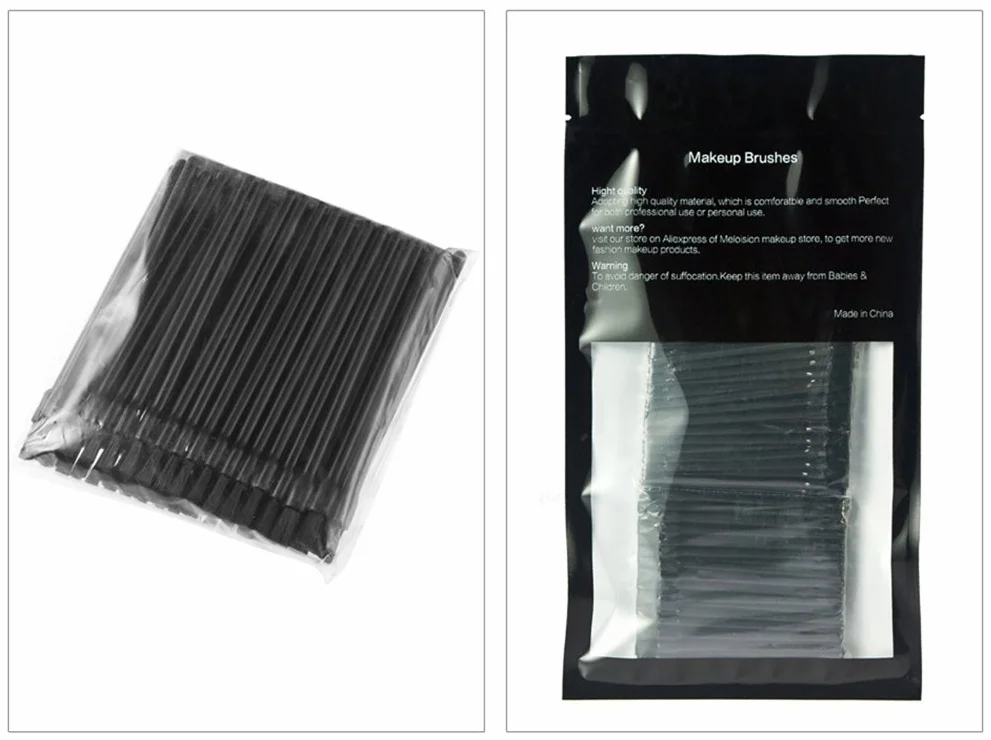 100 Pezzi Monouso Labbro Pennelli Rossetto Lucentezza Bacchette Bastoncino Applicatore Trucco Attrezzi Kit, Nero
