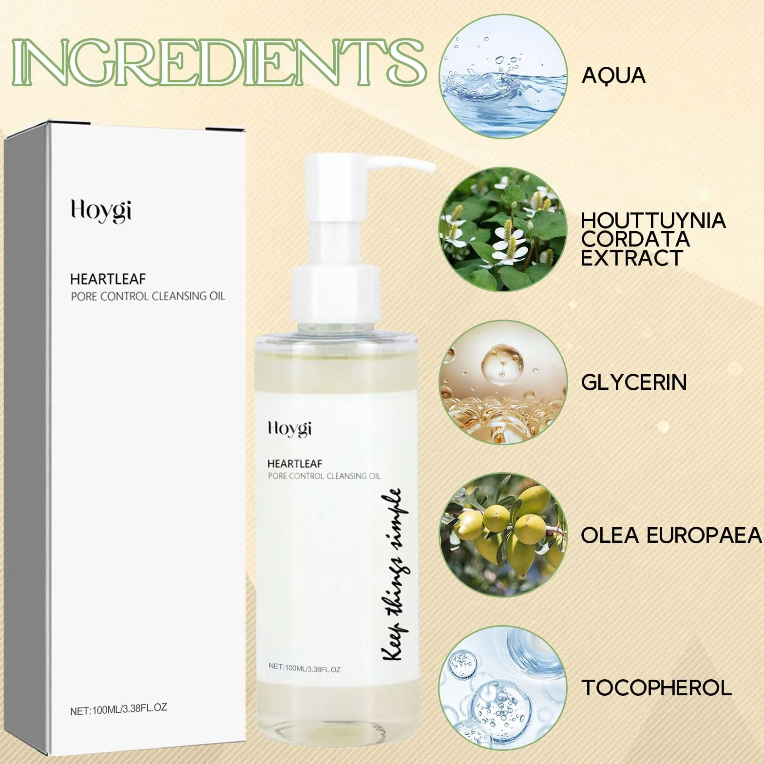 Heartleaf Pore Control Cleansing Oil 100 ml, Olio Detergente Viso, Pore Deep Oil Cleanser, Rimozione Quotidiana dei Punti Neri, Adatto a Tutti i tipi di Pelle