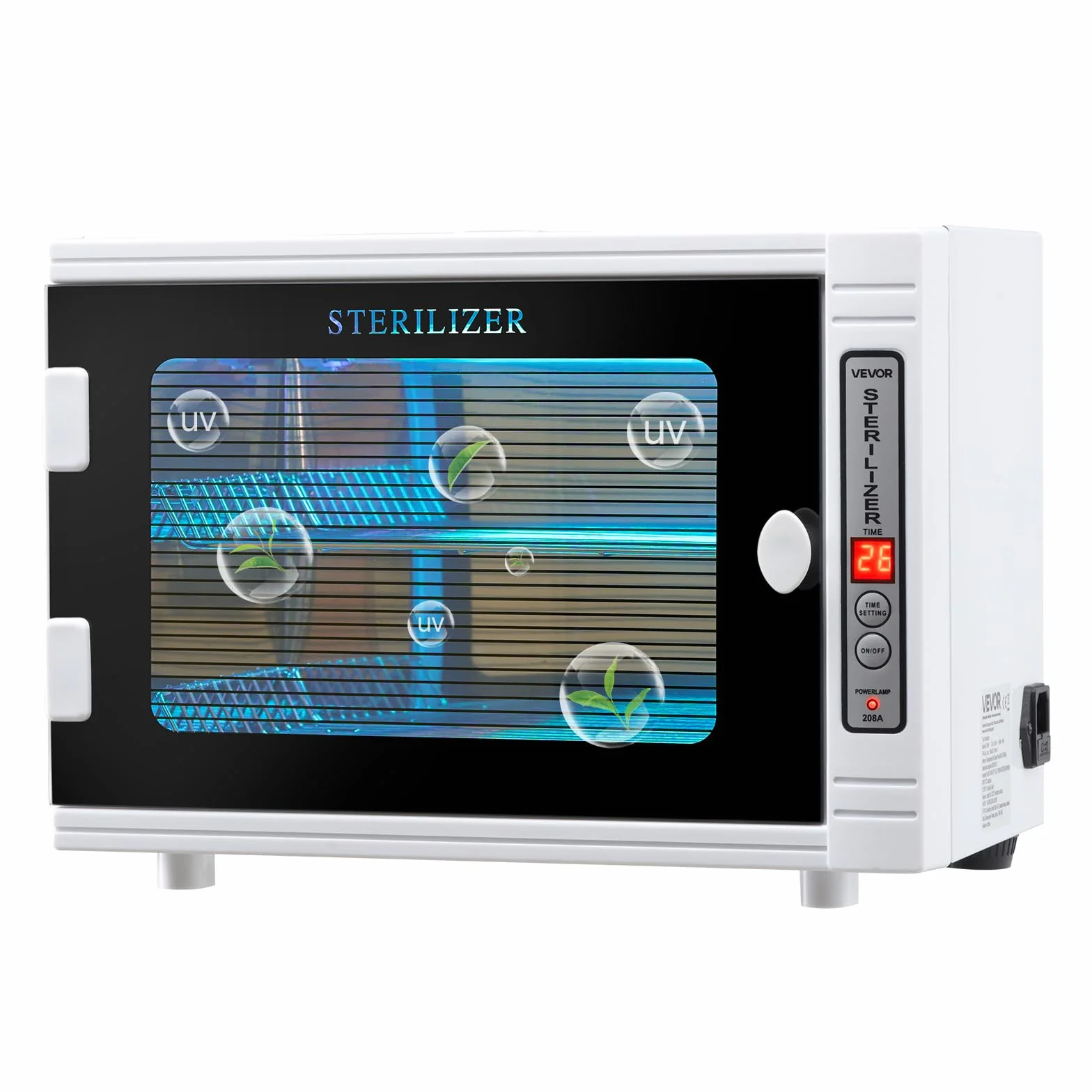VEVOR Sterilizzatore per Utensili da Manicure, Capacità 12 L Potenza 5 W Contenitore Multifunzionale per Pulizia degli Utensili con Temporizzatore, Lunghezza d'Onda 185 nm per Centri Estetici, Bianco