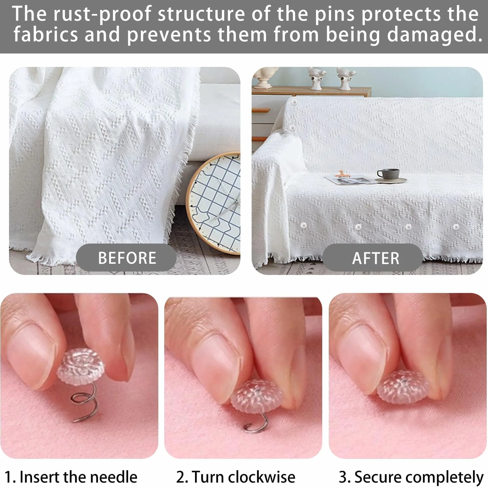 Perni A Torsione Trasparenti 100PCS Twist Pins per Tappezzeria Divano Riparazione