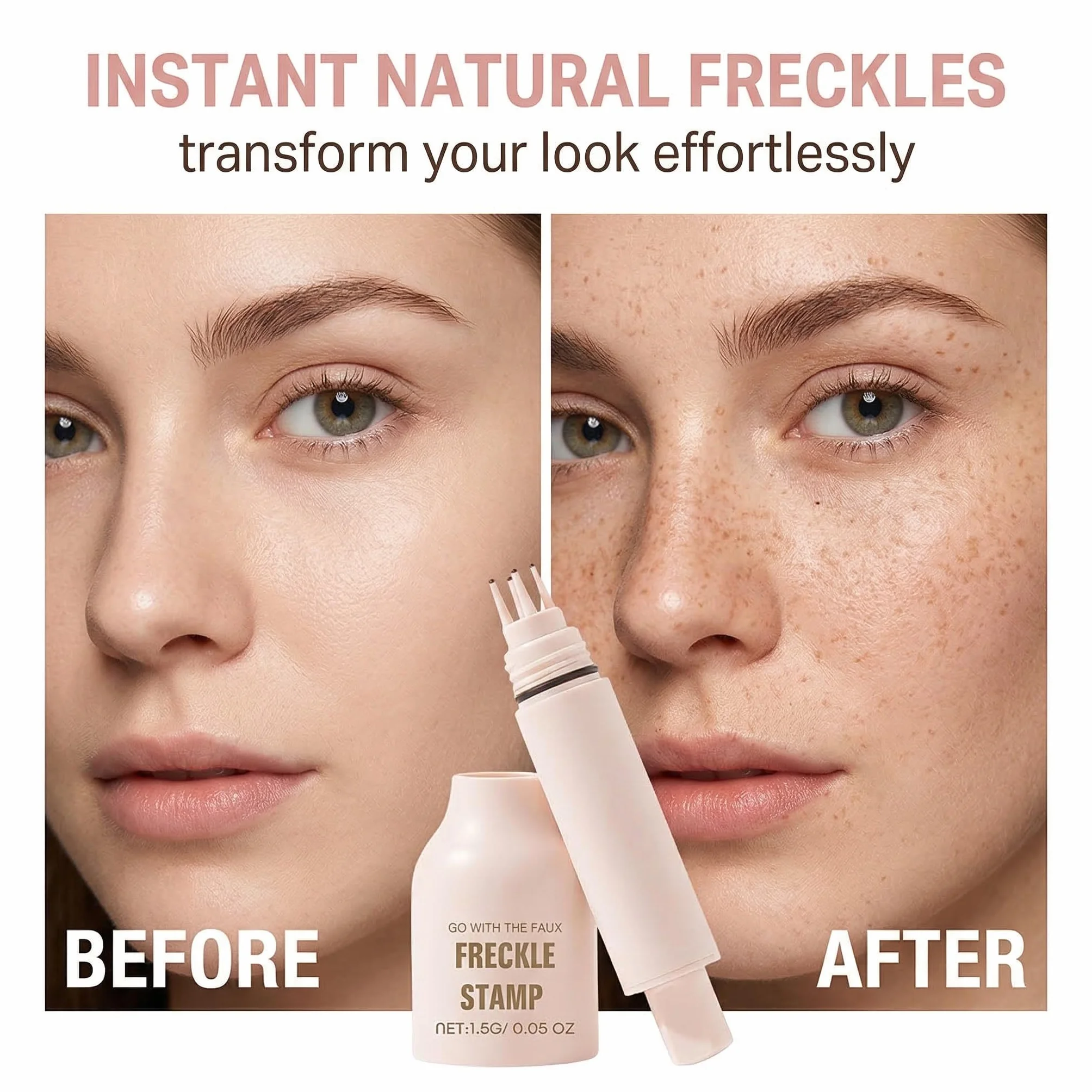 1 Pezzi Freckle Timbro, Penna Lentiggini, Impermeabile e Resistente al Sudore, Asciugatura Rapida 6s & Durata 24h, Trucco Lentiggini per Lentiggini del Viso