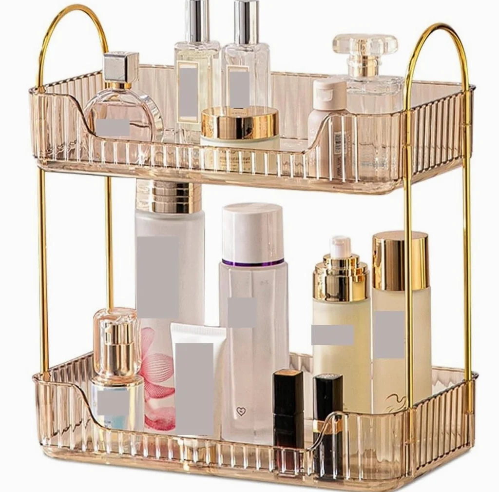 Porta Trucchi,Toeletta Organizer per Vassoio per Ripiano da Banco per Cosmetici per La Cura della Pelle, Profumo per Trucco per per per Comò Multifunzione(B,2-Tier)
